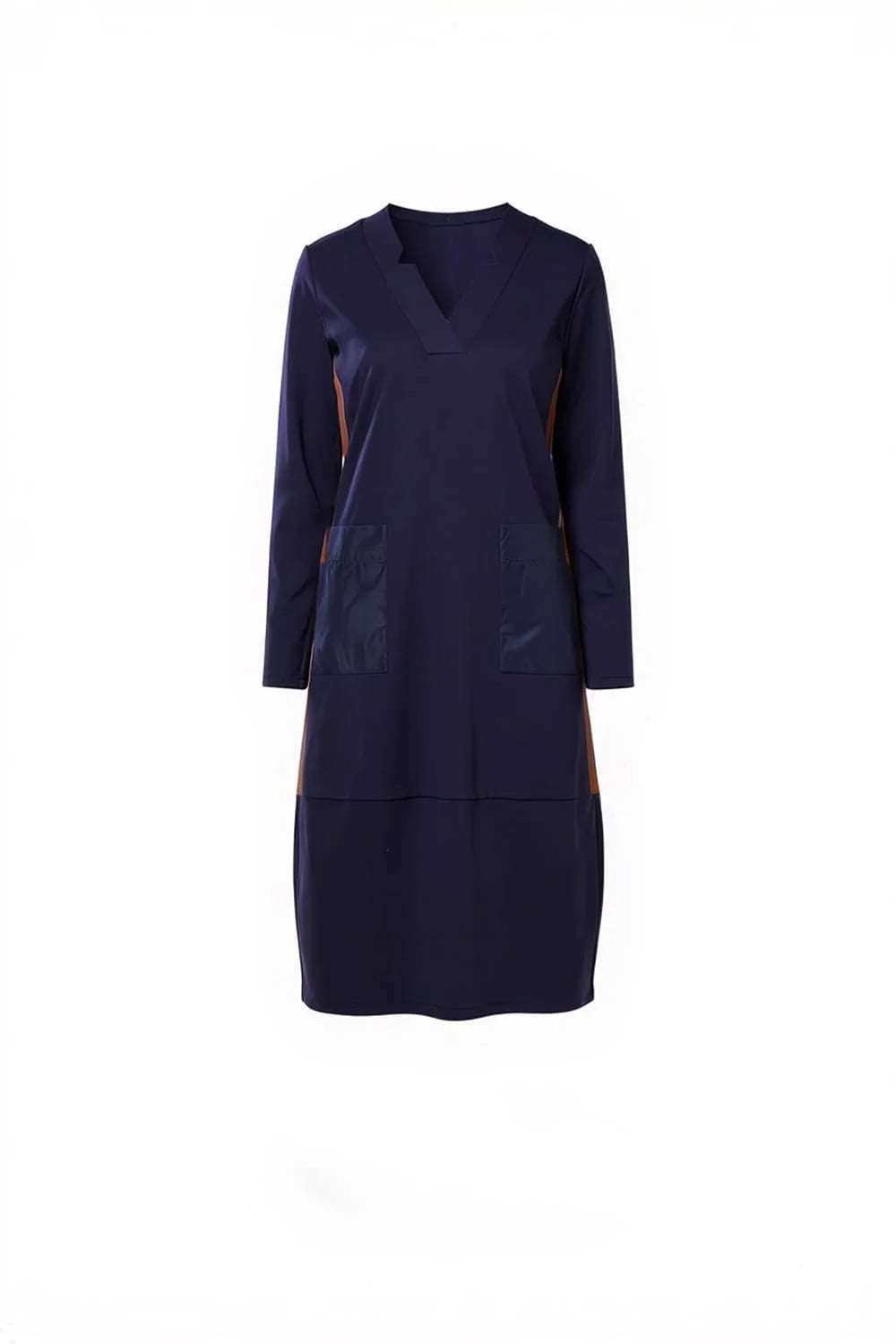 Peruzzi Contrast Stripe Dress In Navy & Ginger