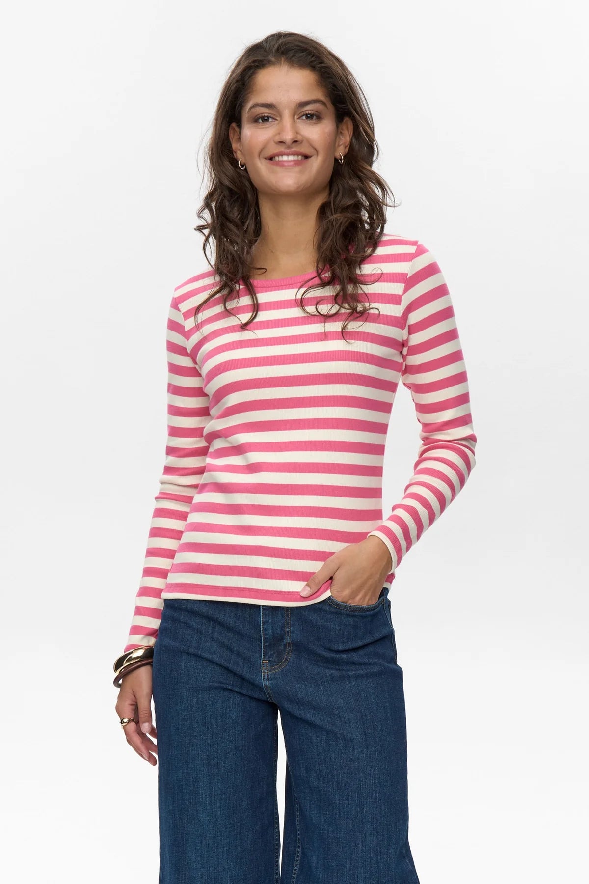 Nümph Numixie Striped Top In Fandango Pink