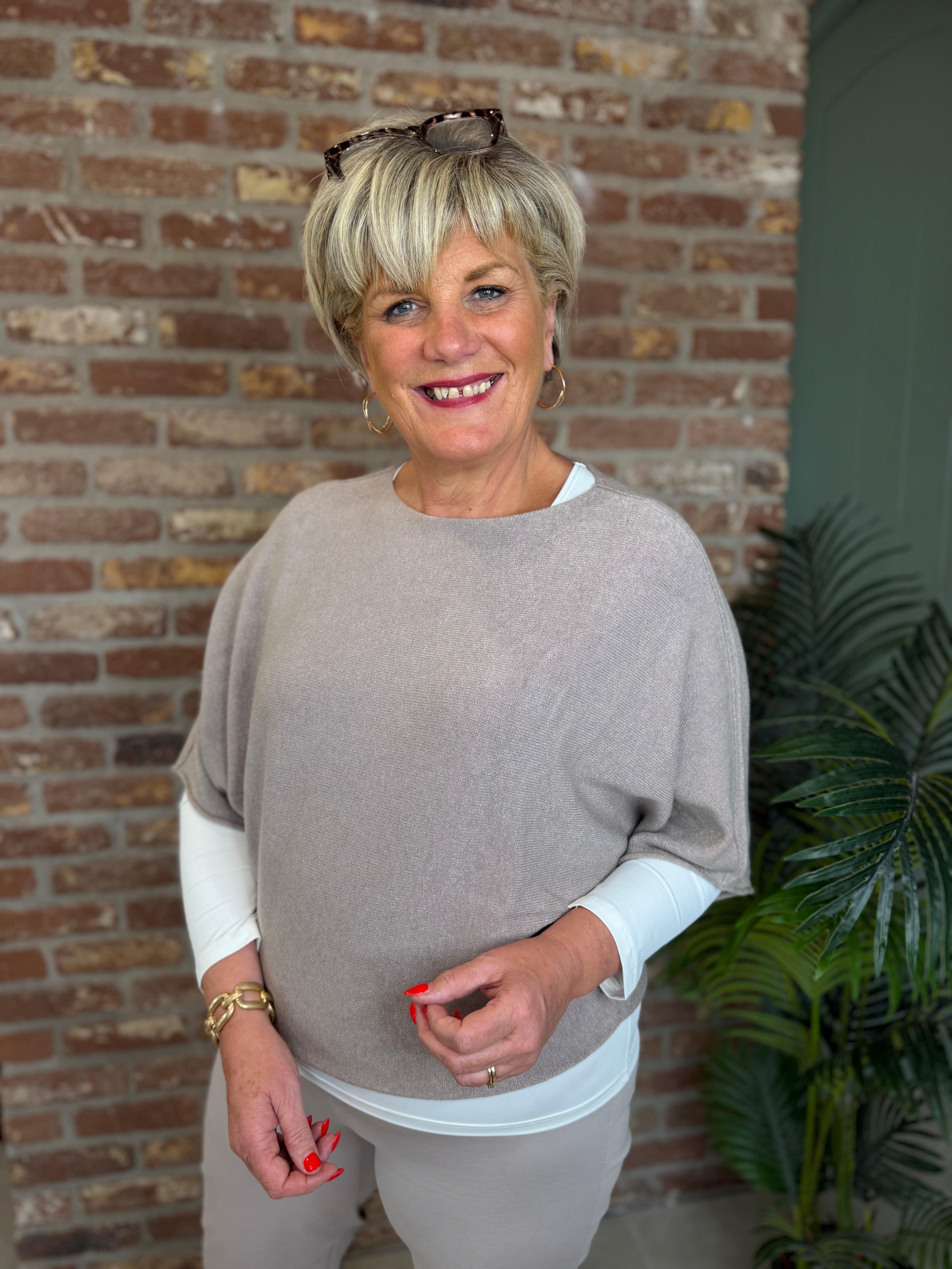 Wide Sleeve knit in Taupe