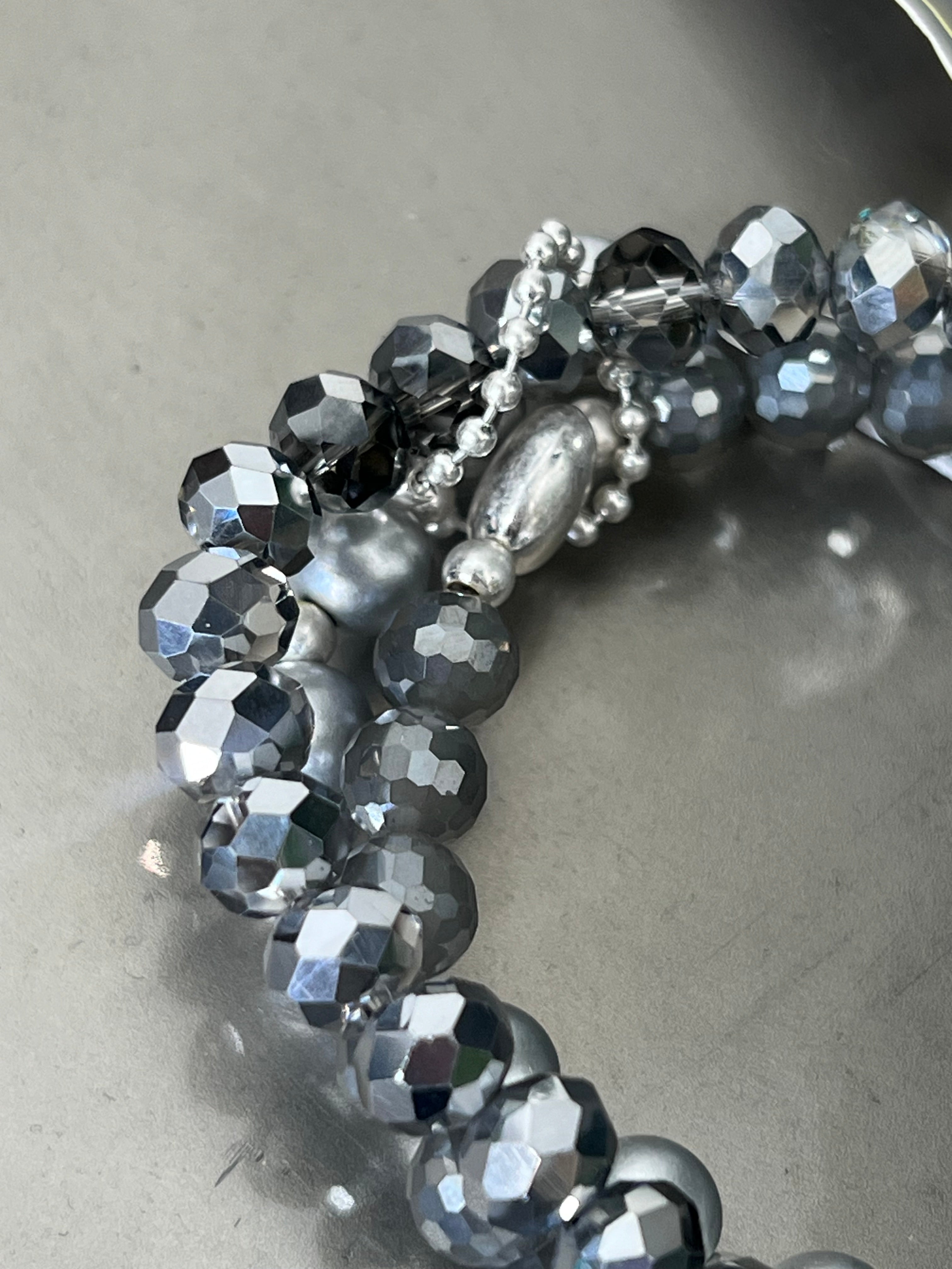 Eliza Gracious 3 strand Beaded Bracelet In Grey