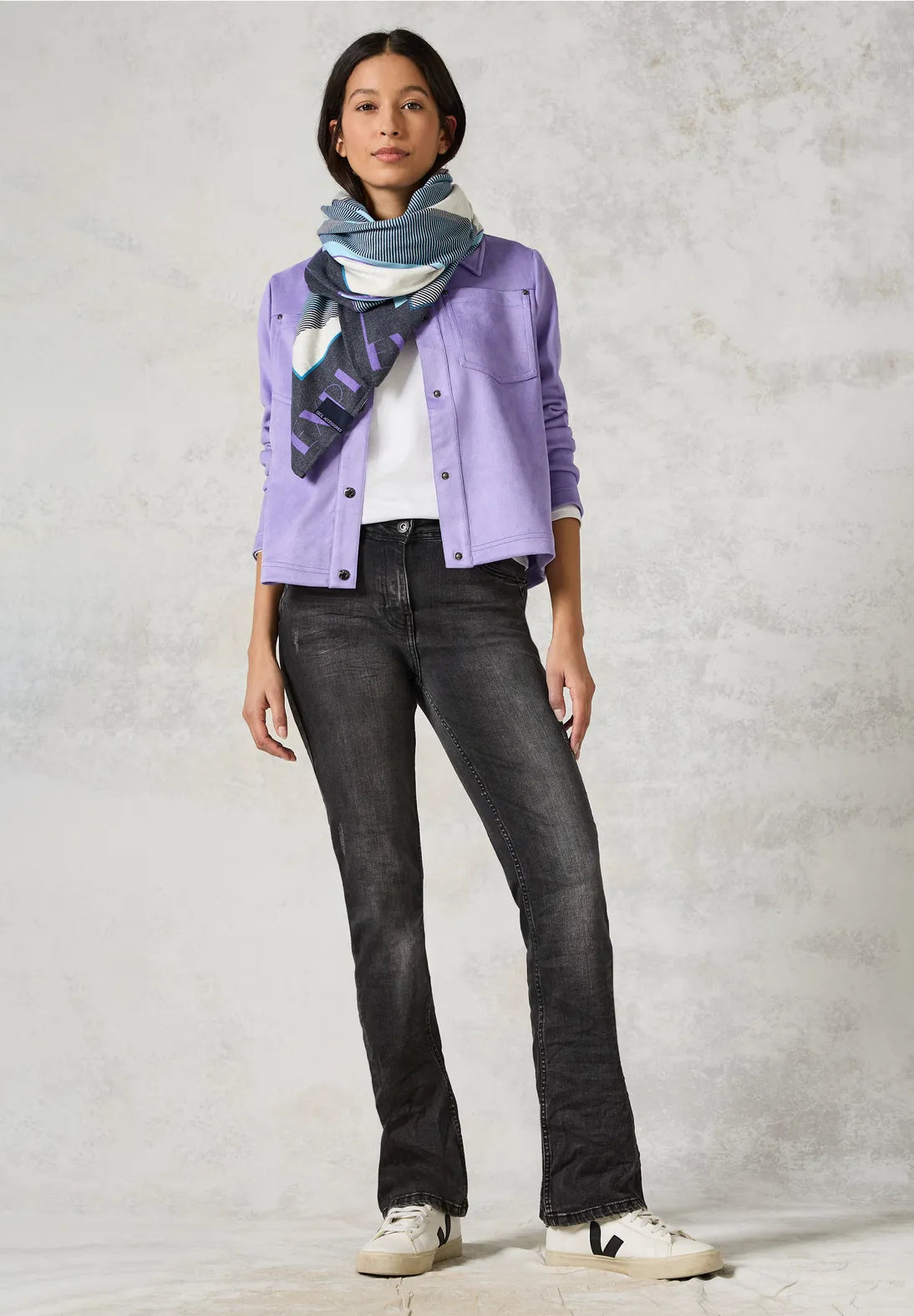 Cecil Cosy Printed Scarf In Dark Navy Blue