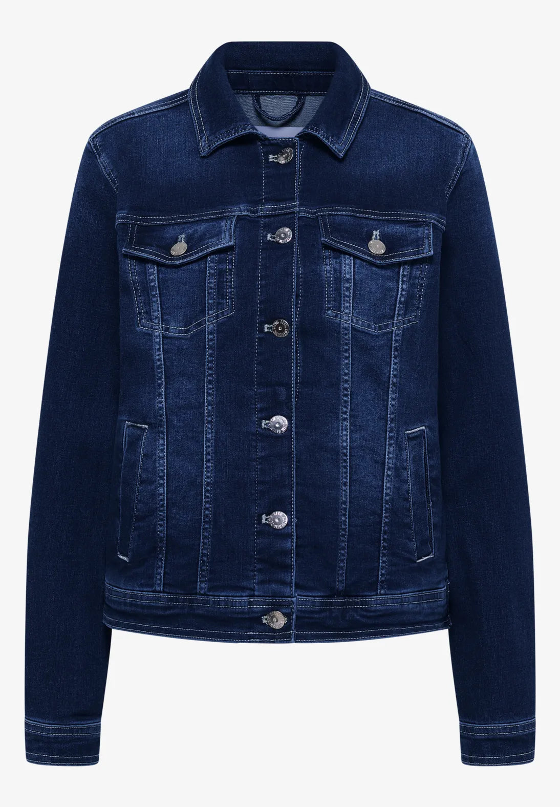 Cecil Denim Jacket In Mid Blue Wash