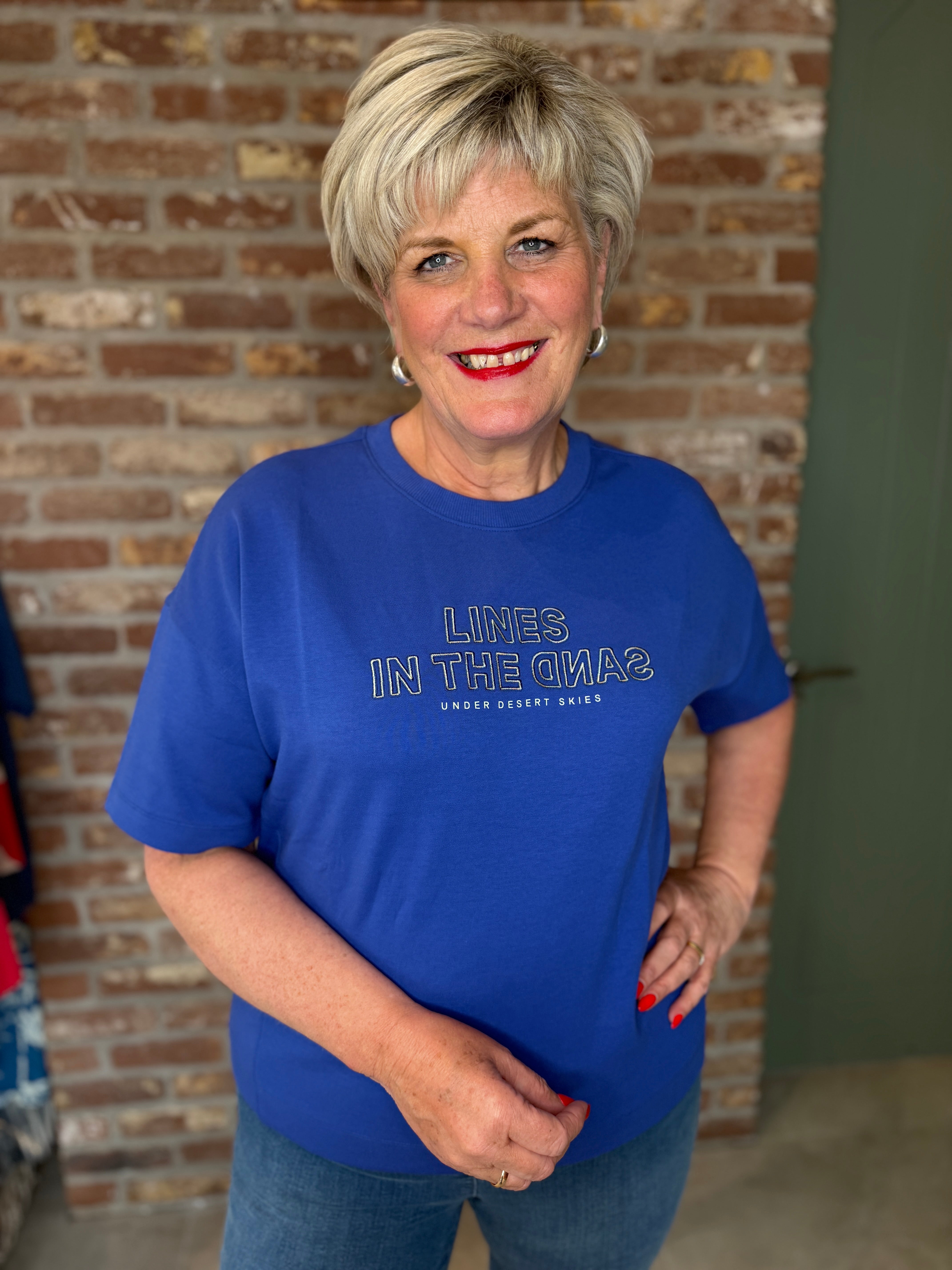 Cecil Sweatshirt With Embroidery In deep river blue