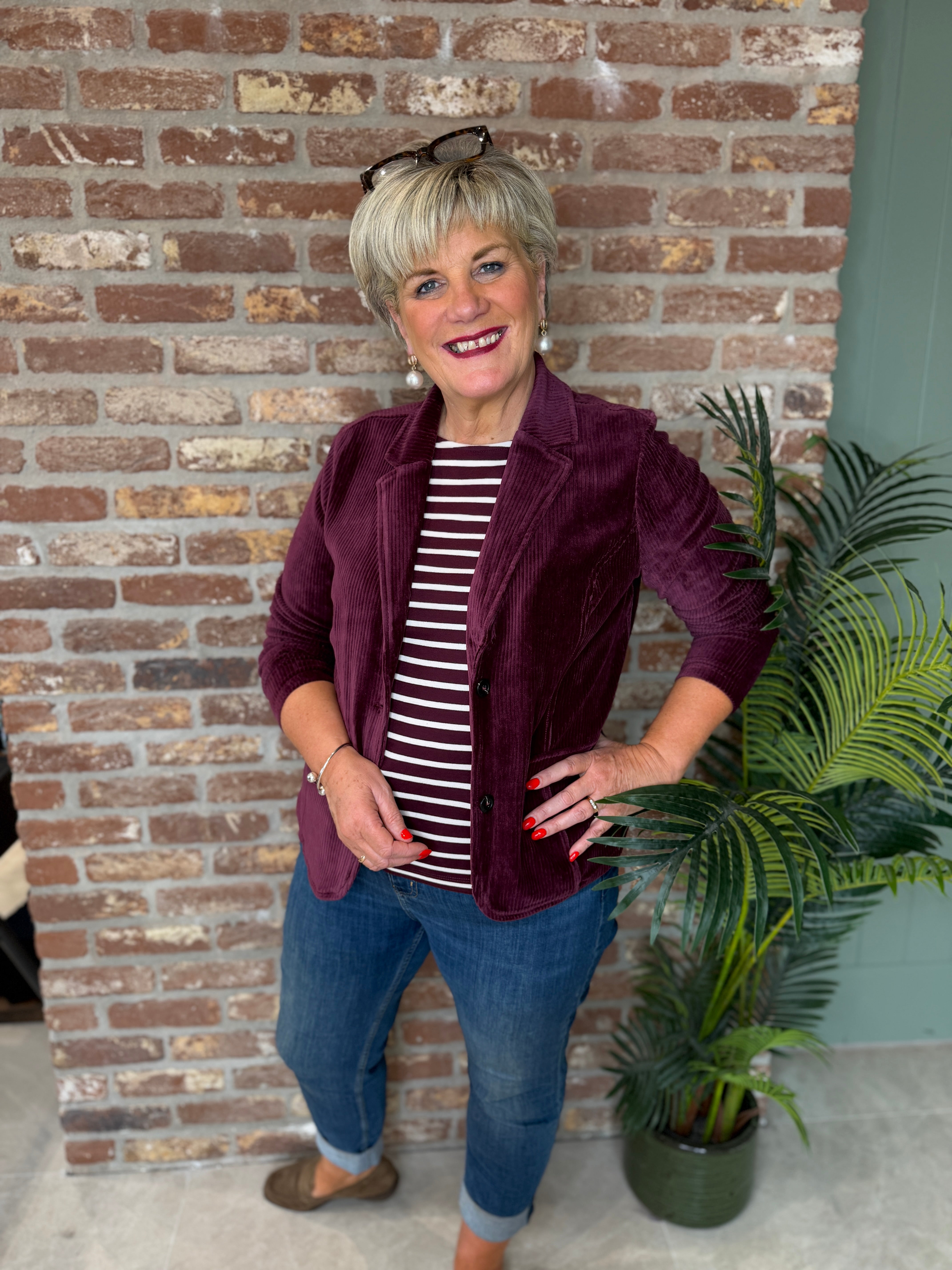 Soft corduroy blazer in rustic rouge