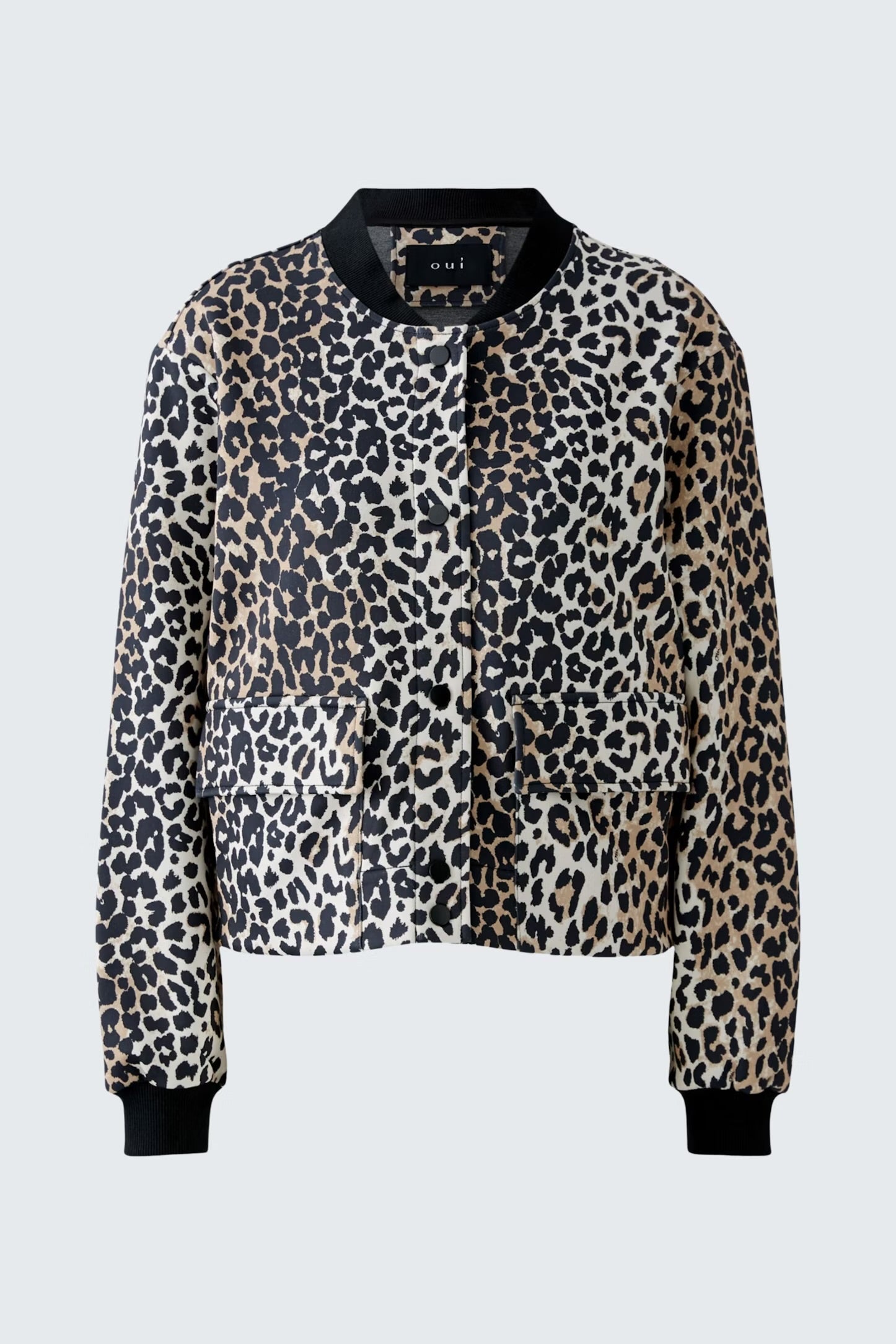 Oui Leo Print Jacket In Dark Camel & Black