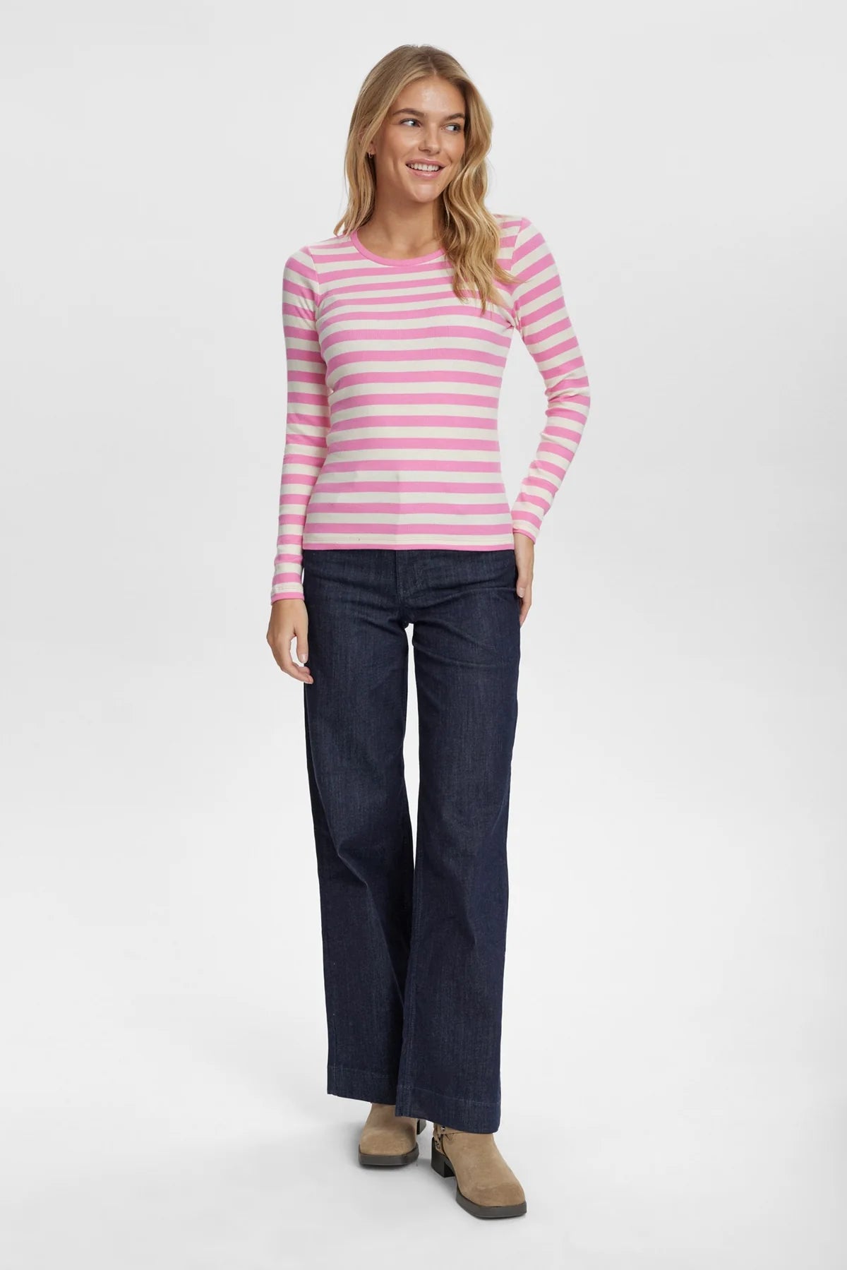 Nümph Numixie Striped Top In Pink Carnation