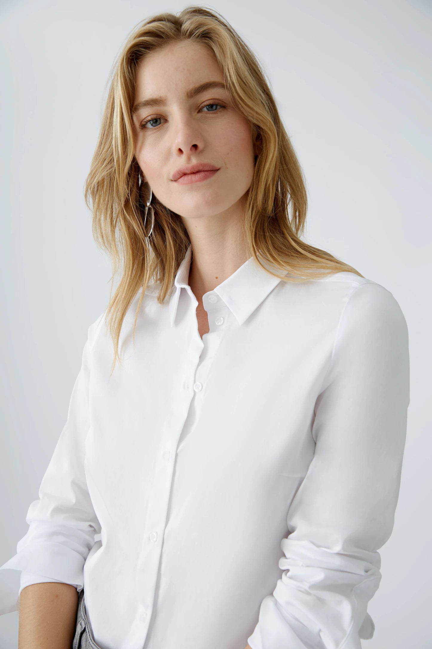 Oui Cotton Blend Shirt In Optic White