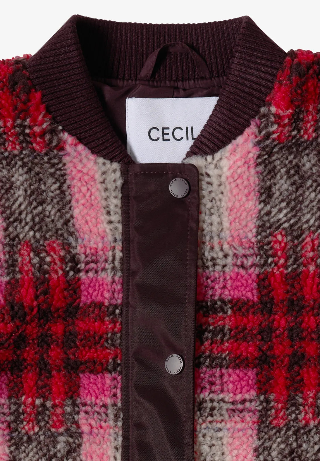 Teddy check jacket in berry red
