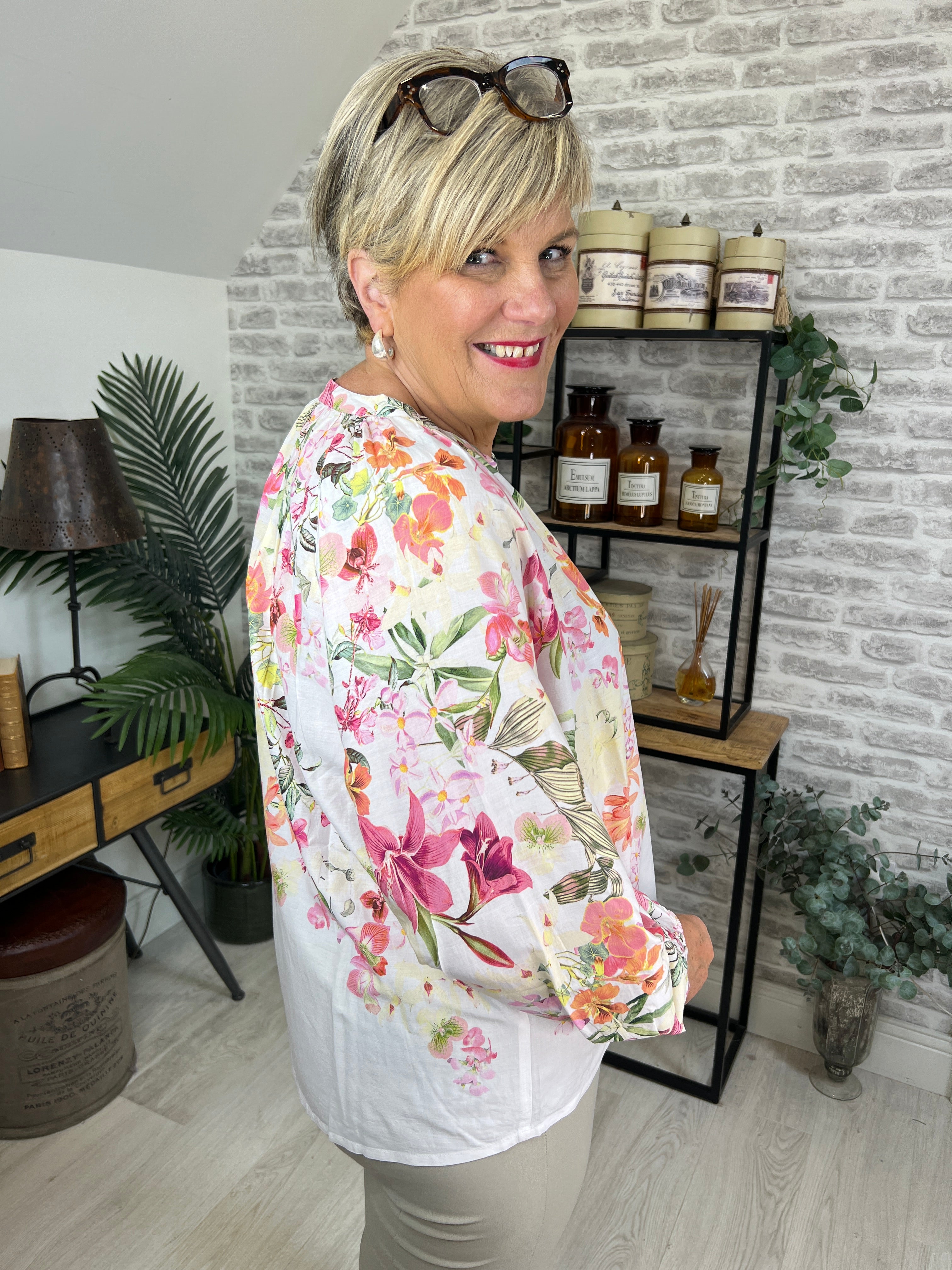 Monari Blouse With Floral Print In Cream Multi