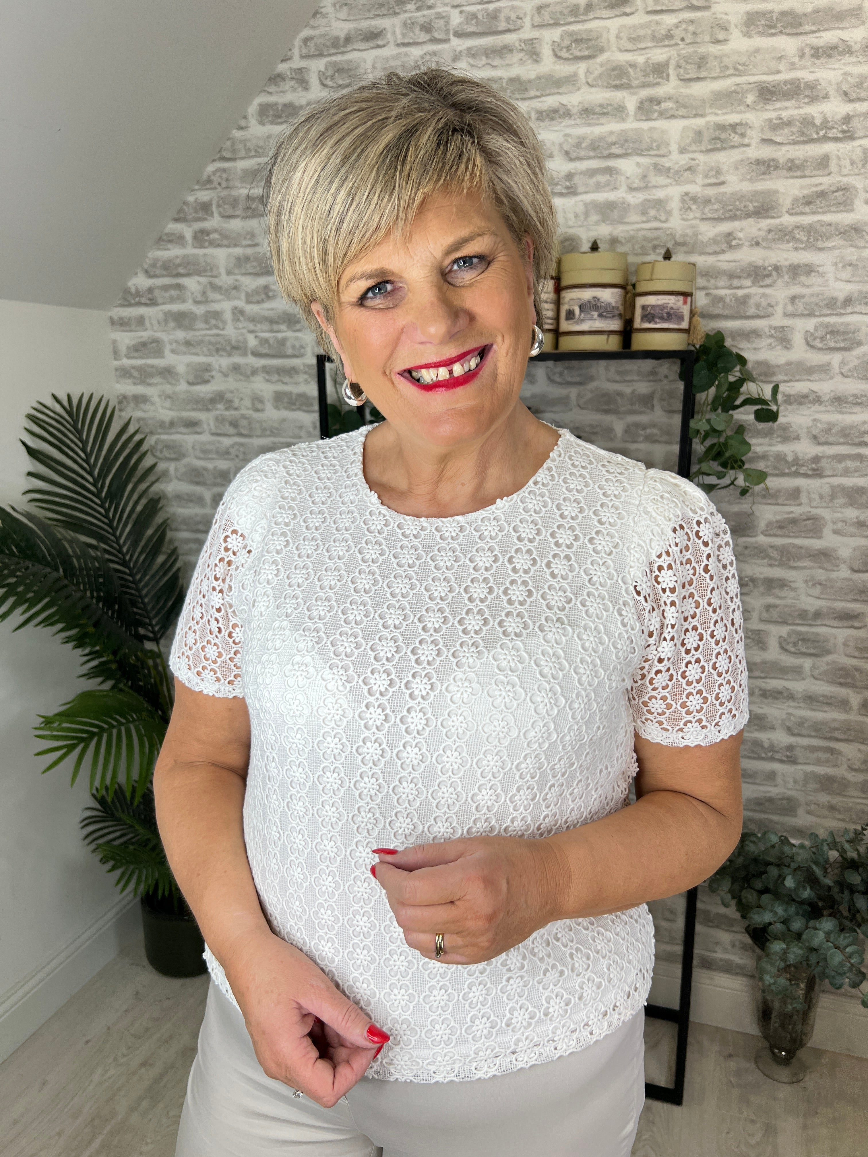 More & More Lace Top In Off White