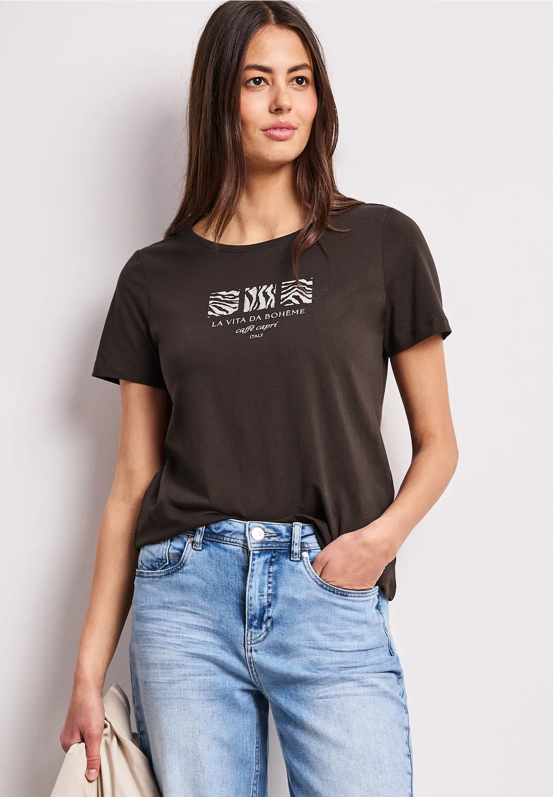 Street One Print T-shirt In Espresso Brown
