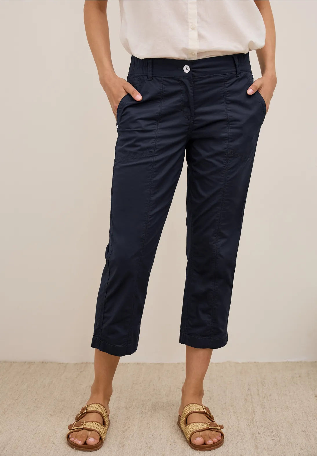 Cecil New York Cropped Trousers In Urban Dark Blue