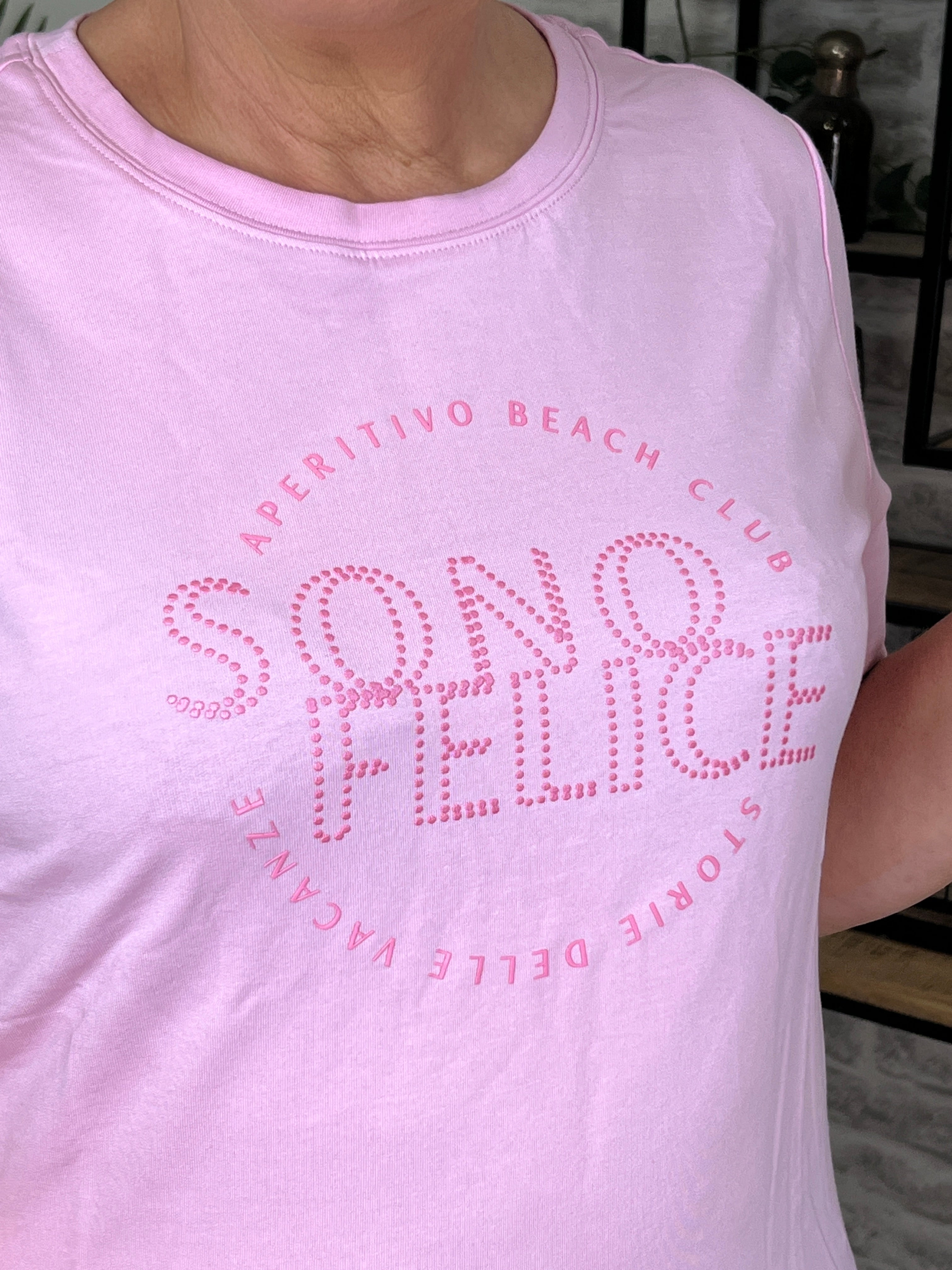 Cecil Wording Artwork Top In Cherry Blossom Pink