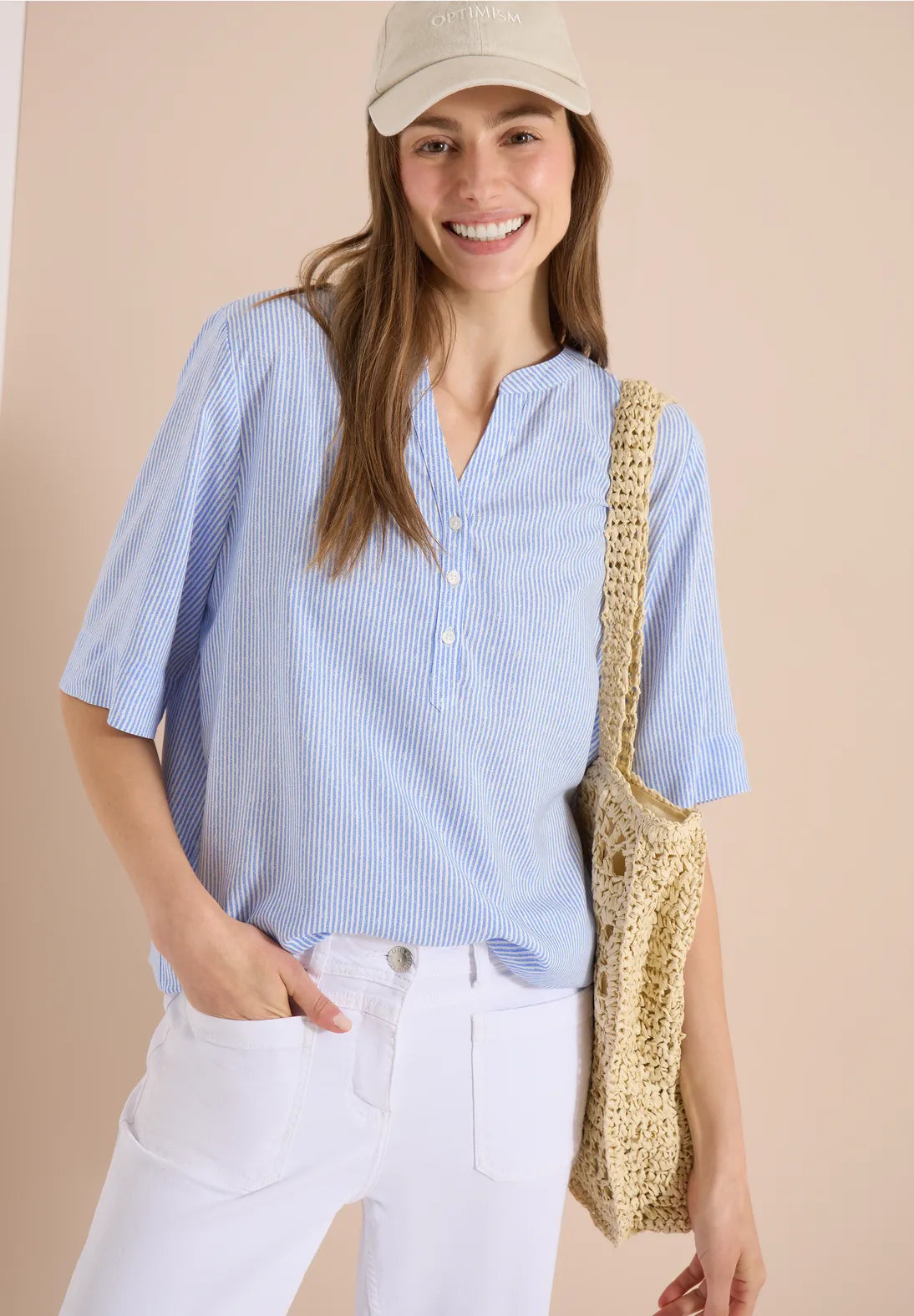 Cecil striped blouse in blue & white