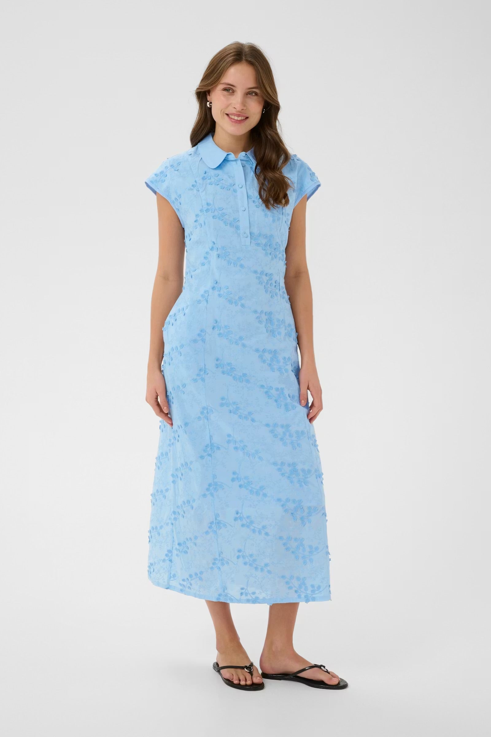 Culture Neda Embroidery Dress In Powder Blue