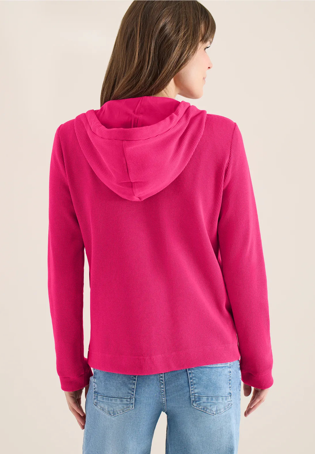 Cecil Ribbed Hooded Jacket In beetroot pink