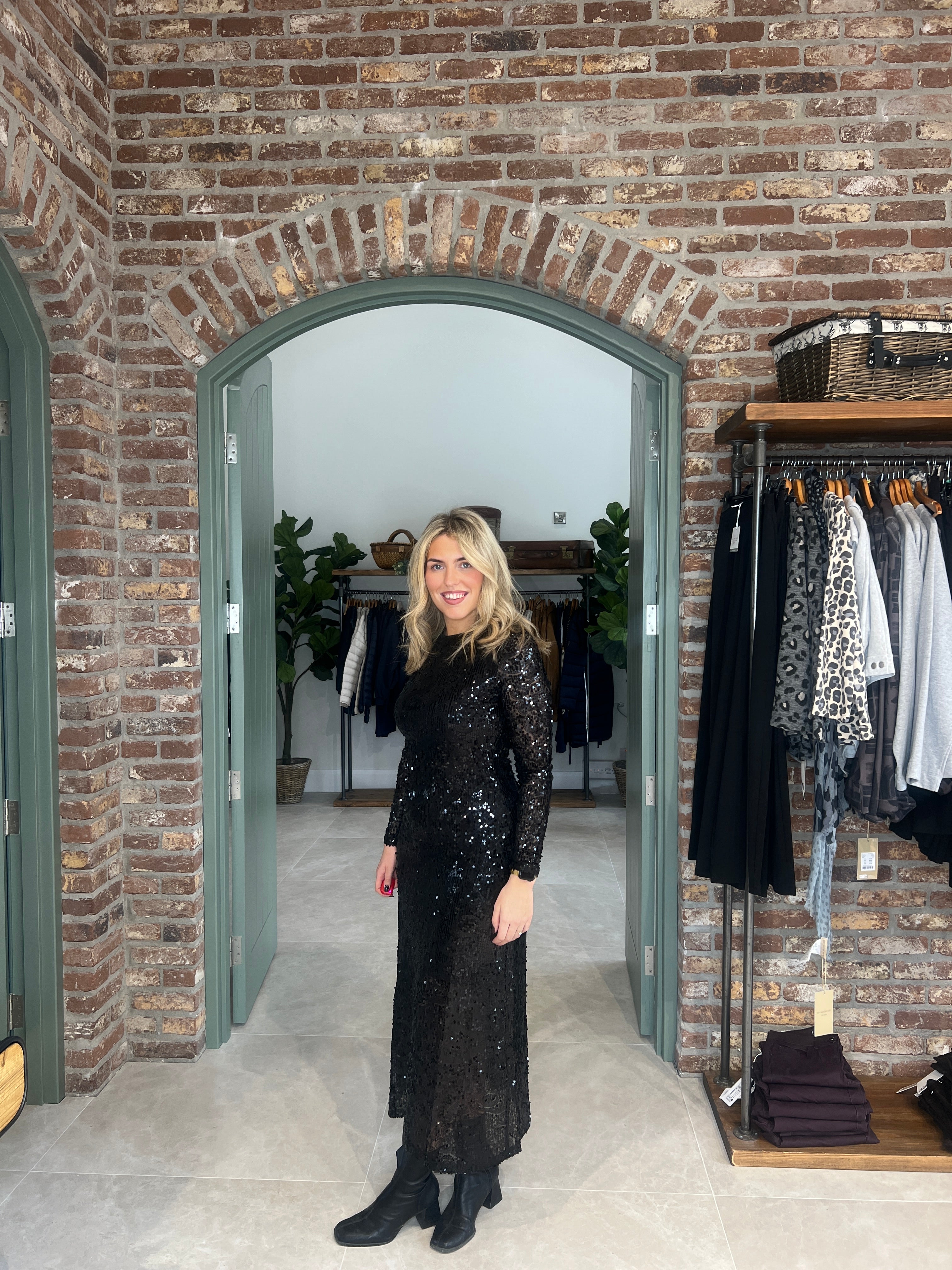 Saint Tropez Sparkle Long Dress In Black
