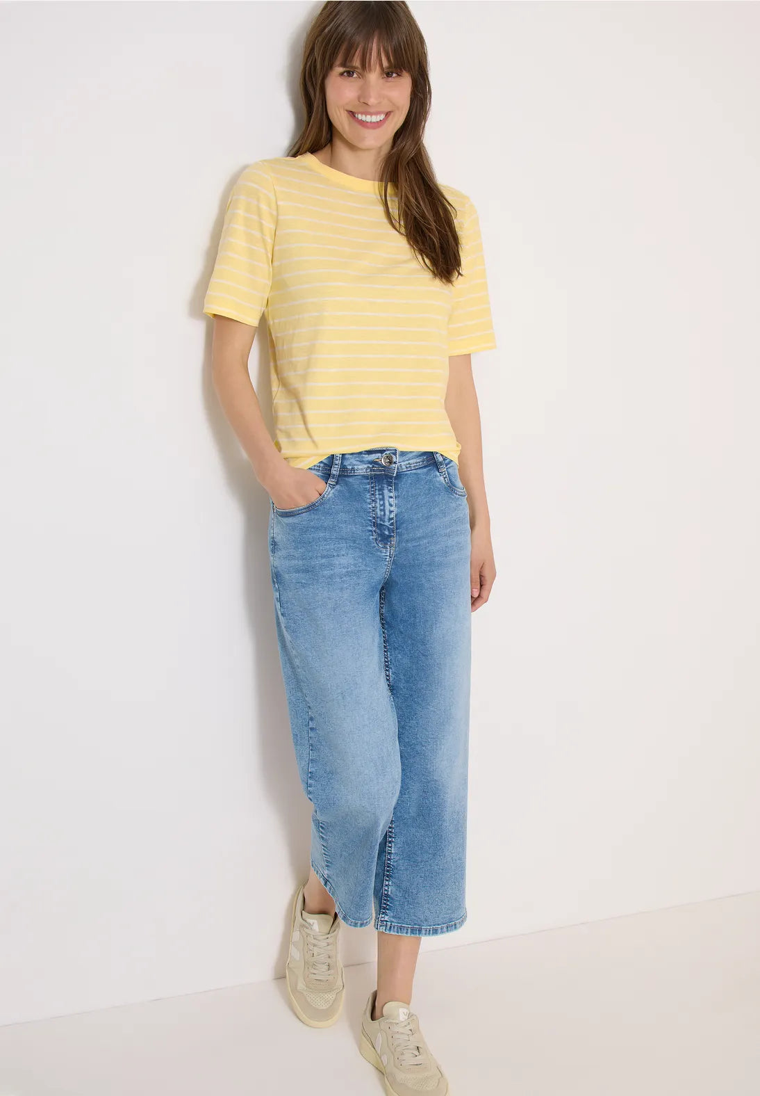 Cecil Striped T-shirt in buttermilk yellow