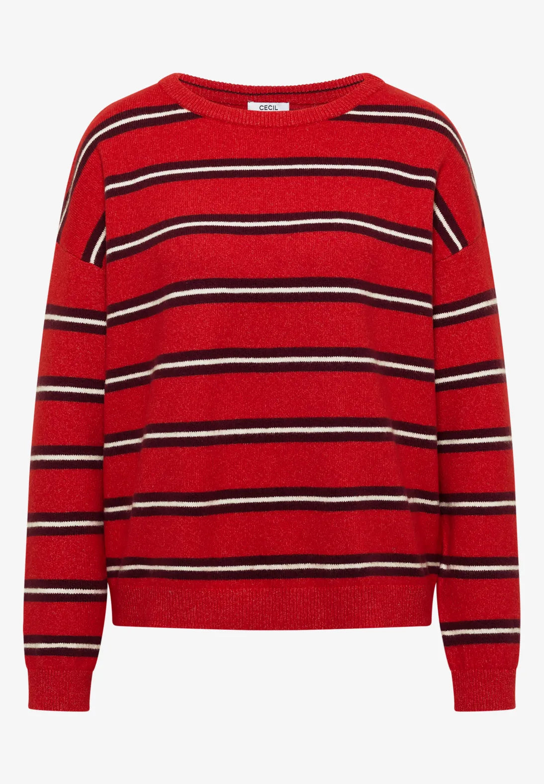 Cosy striped jumper in flame red