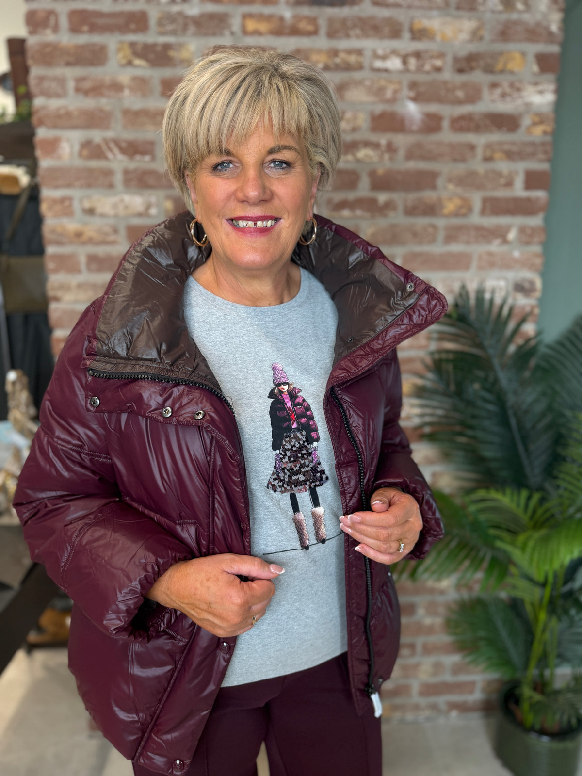 Puffer jacket in bramble berry