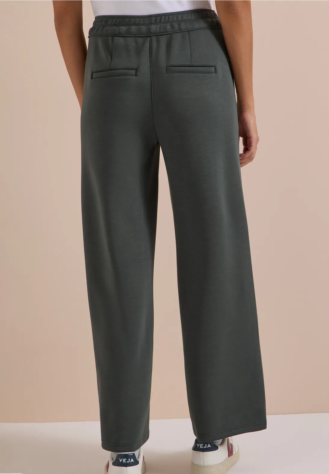 Neele wide leg silk trousers in faded olive