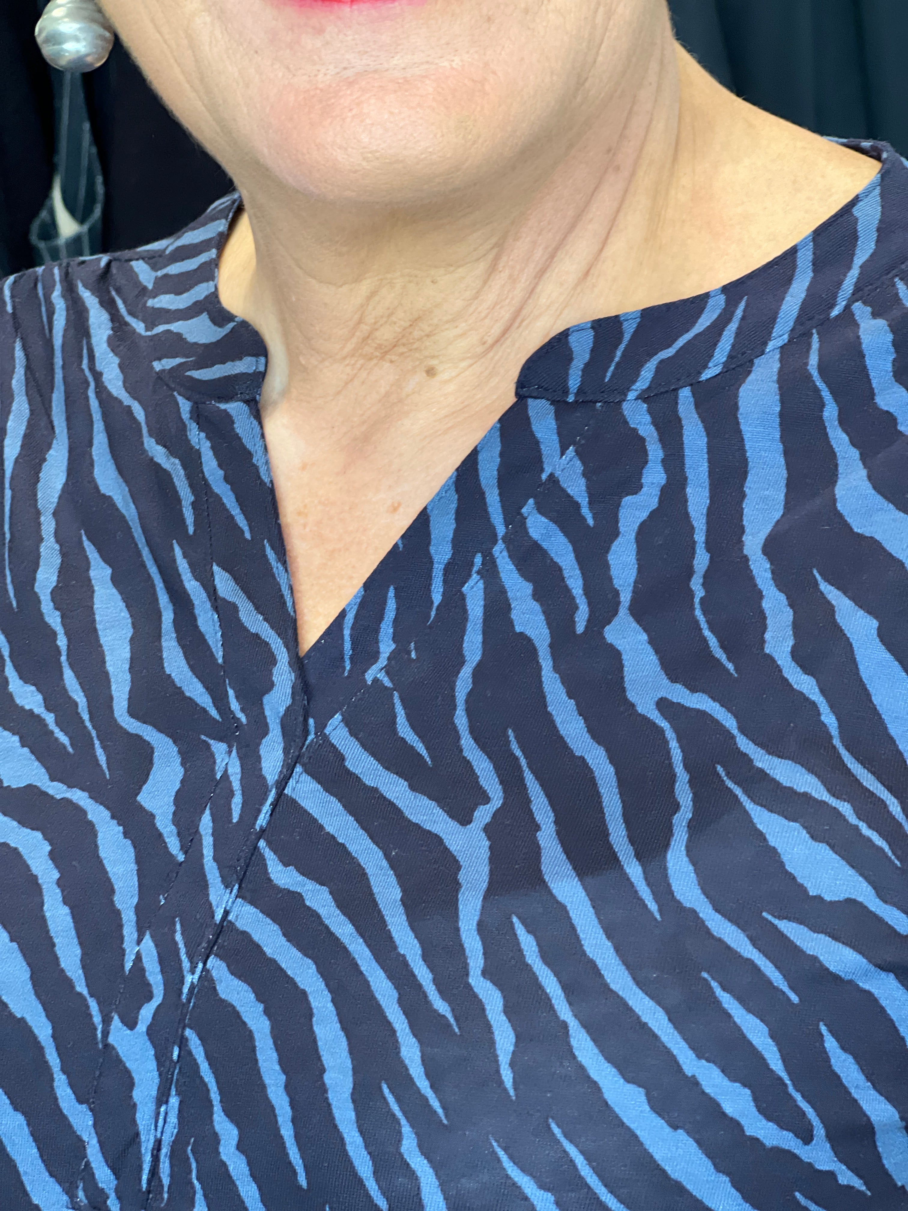 Cecil Split Neck Top In Urban dark blue