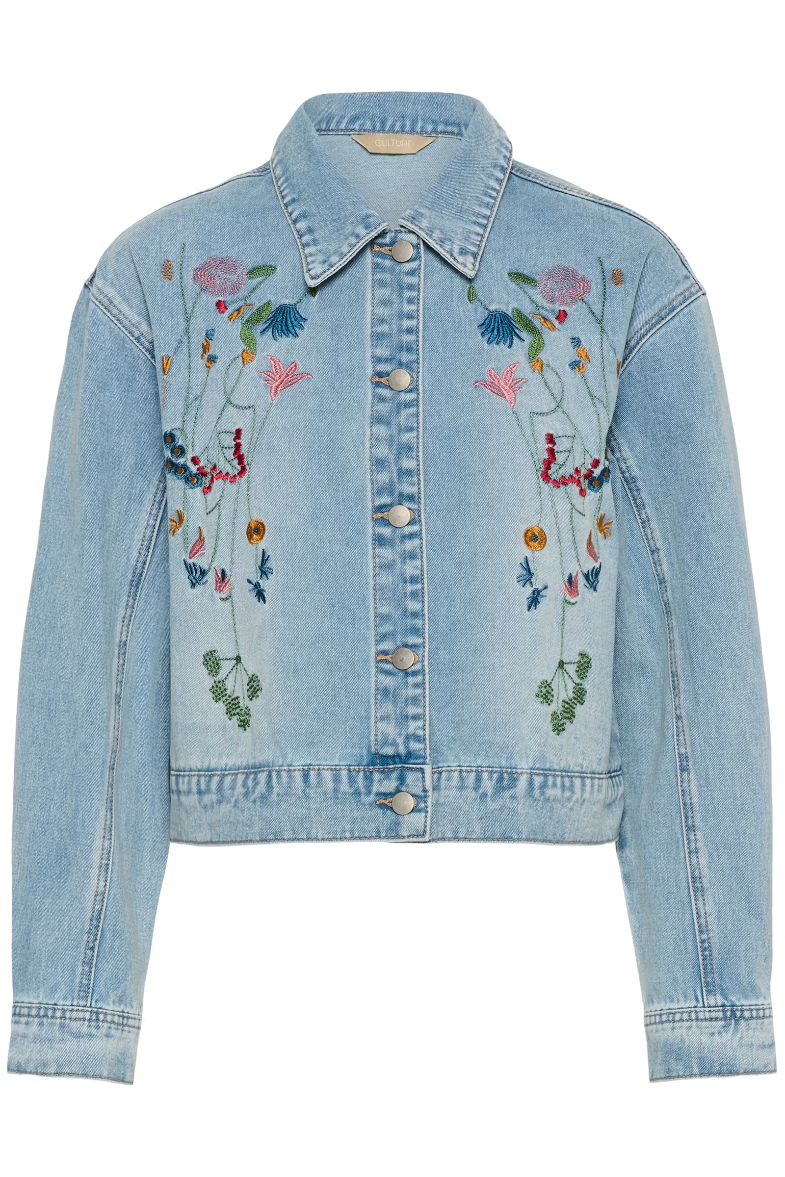 Culture Embroidery Denim Jacket In Light Wash