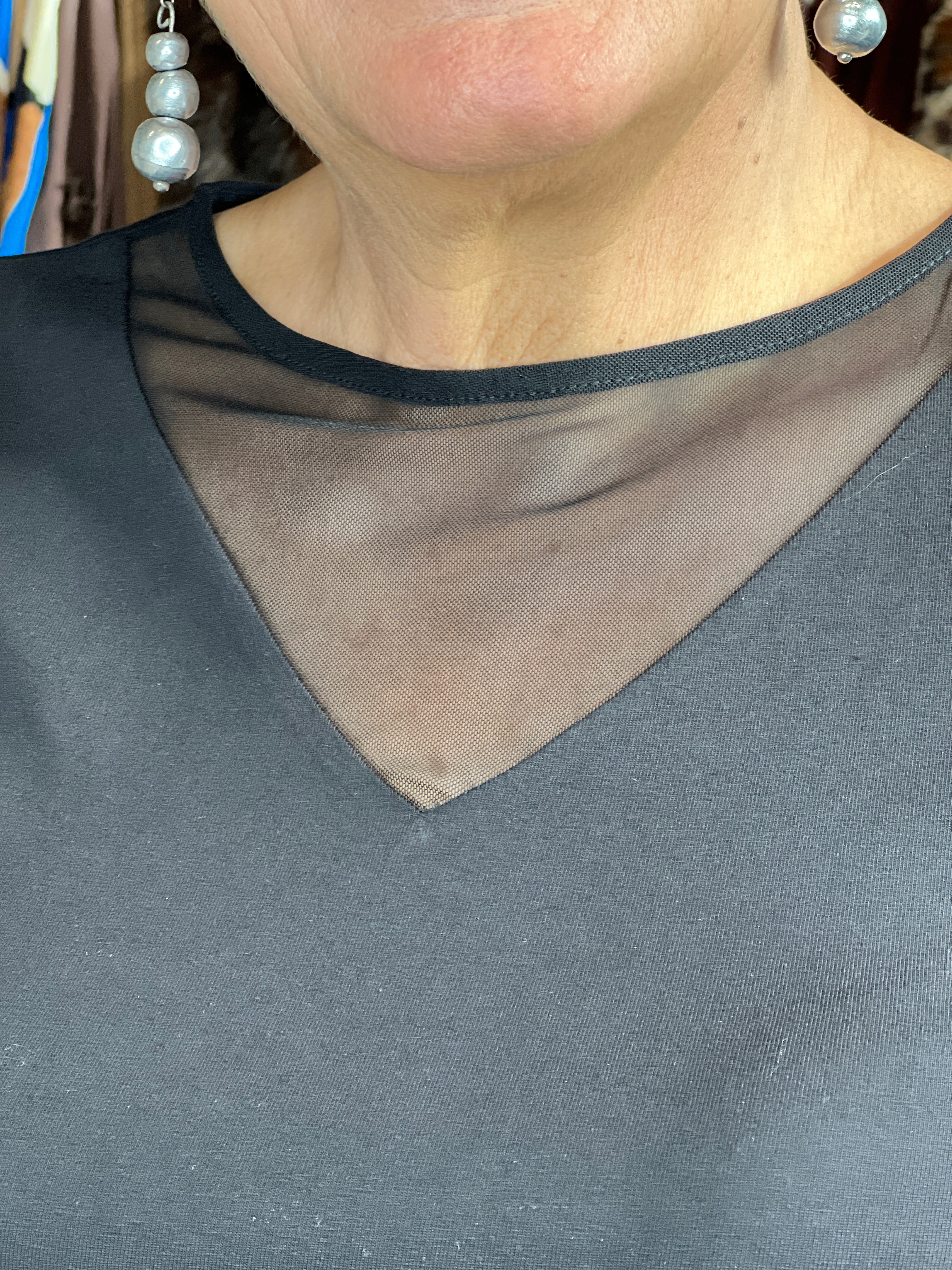 Street One Top With Mesh In Black