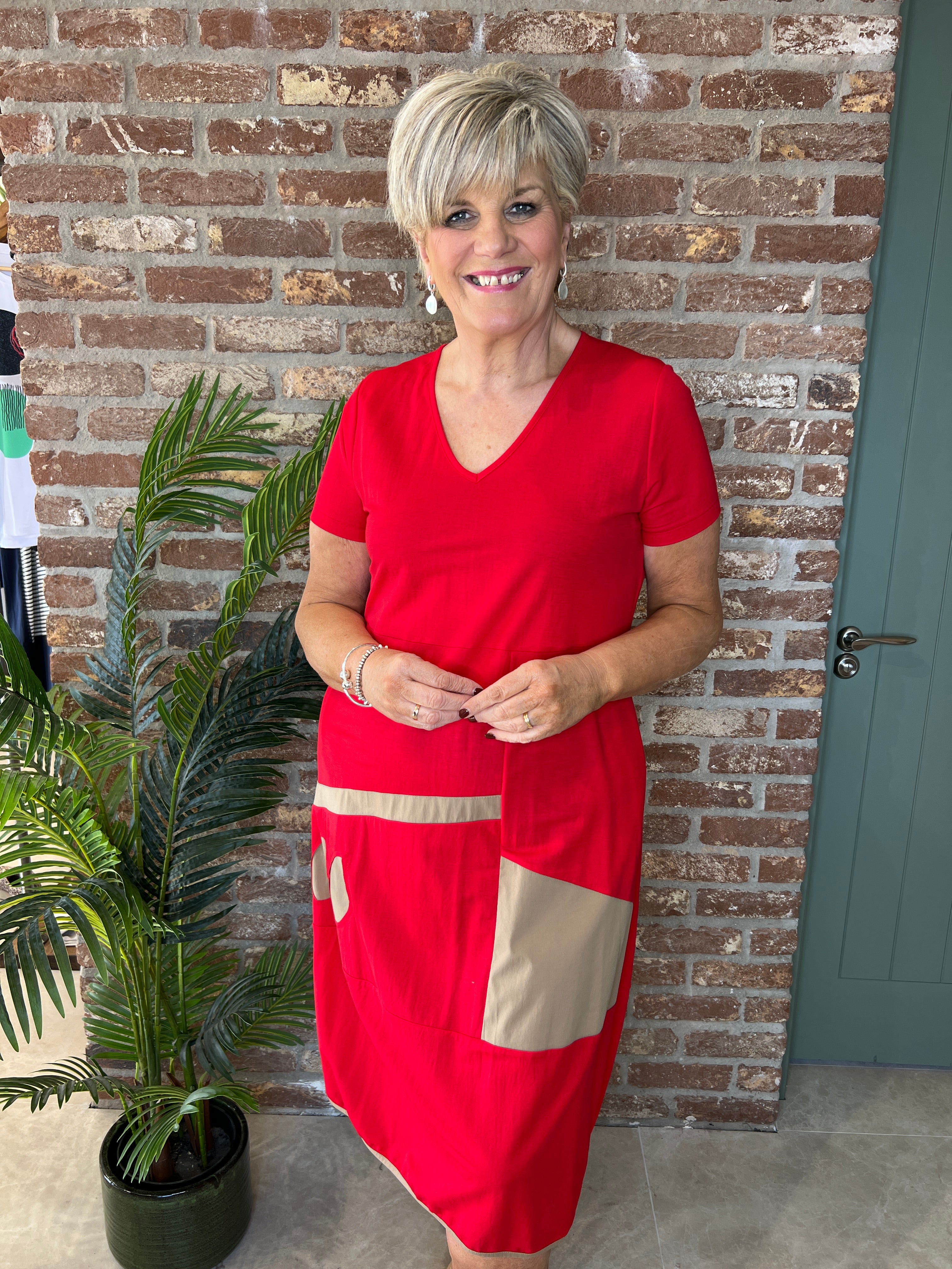 Peruzzi oval cut out Dress In Red