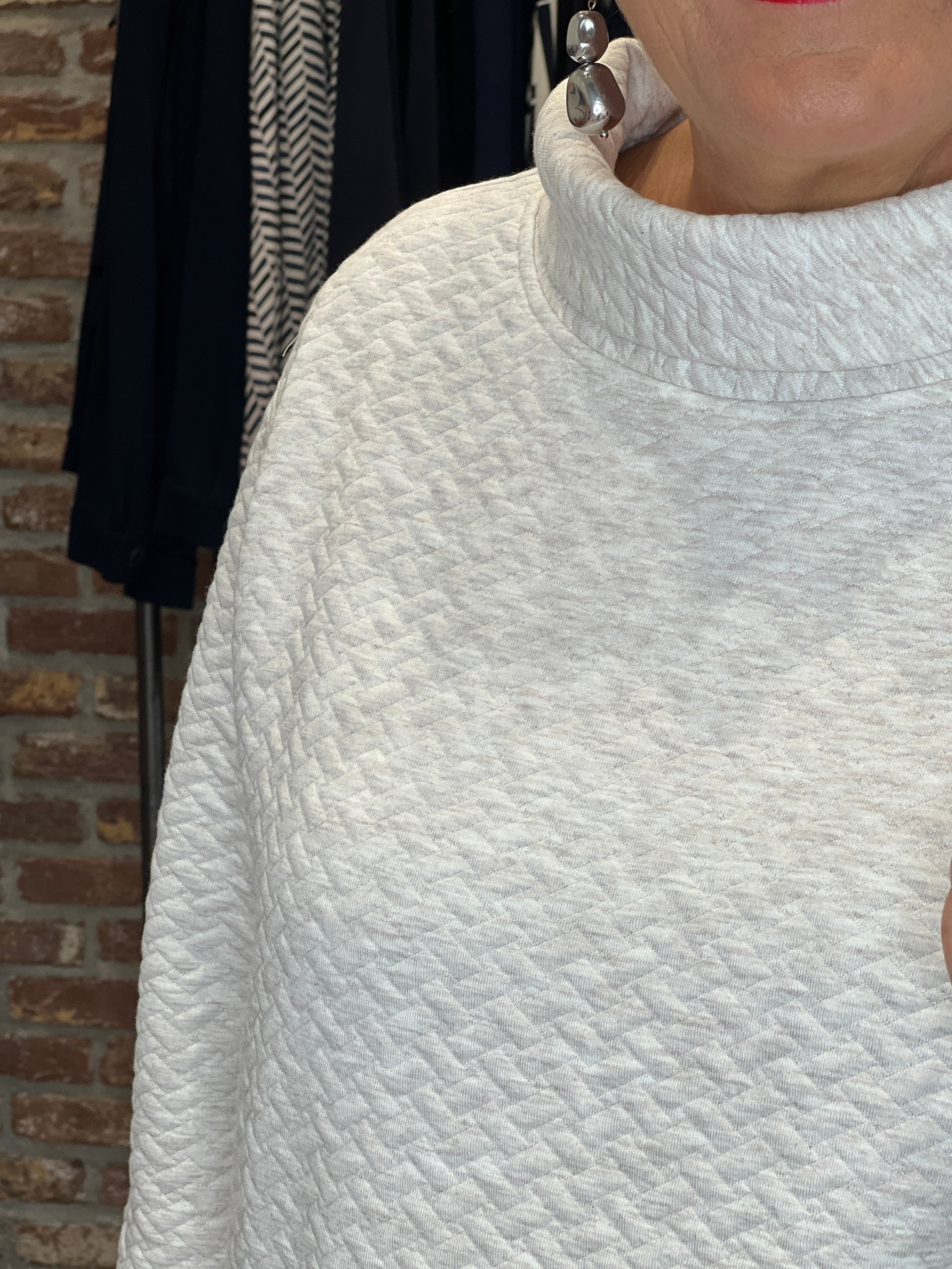More & More Collar Sweatshirt In Cream Melange