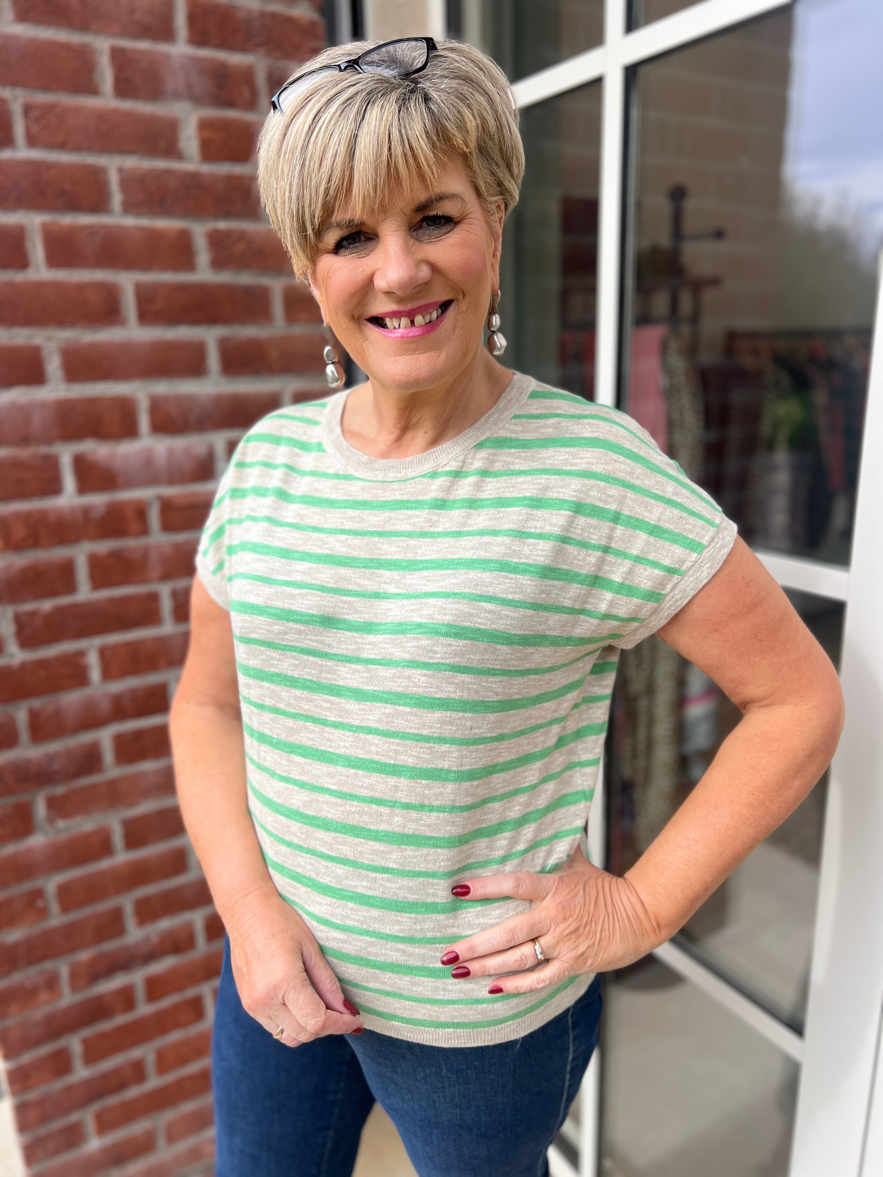 Nümph Striped Pullover in green