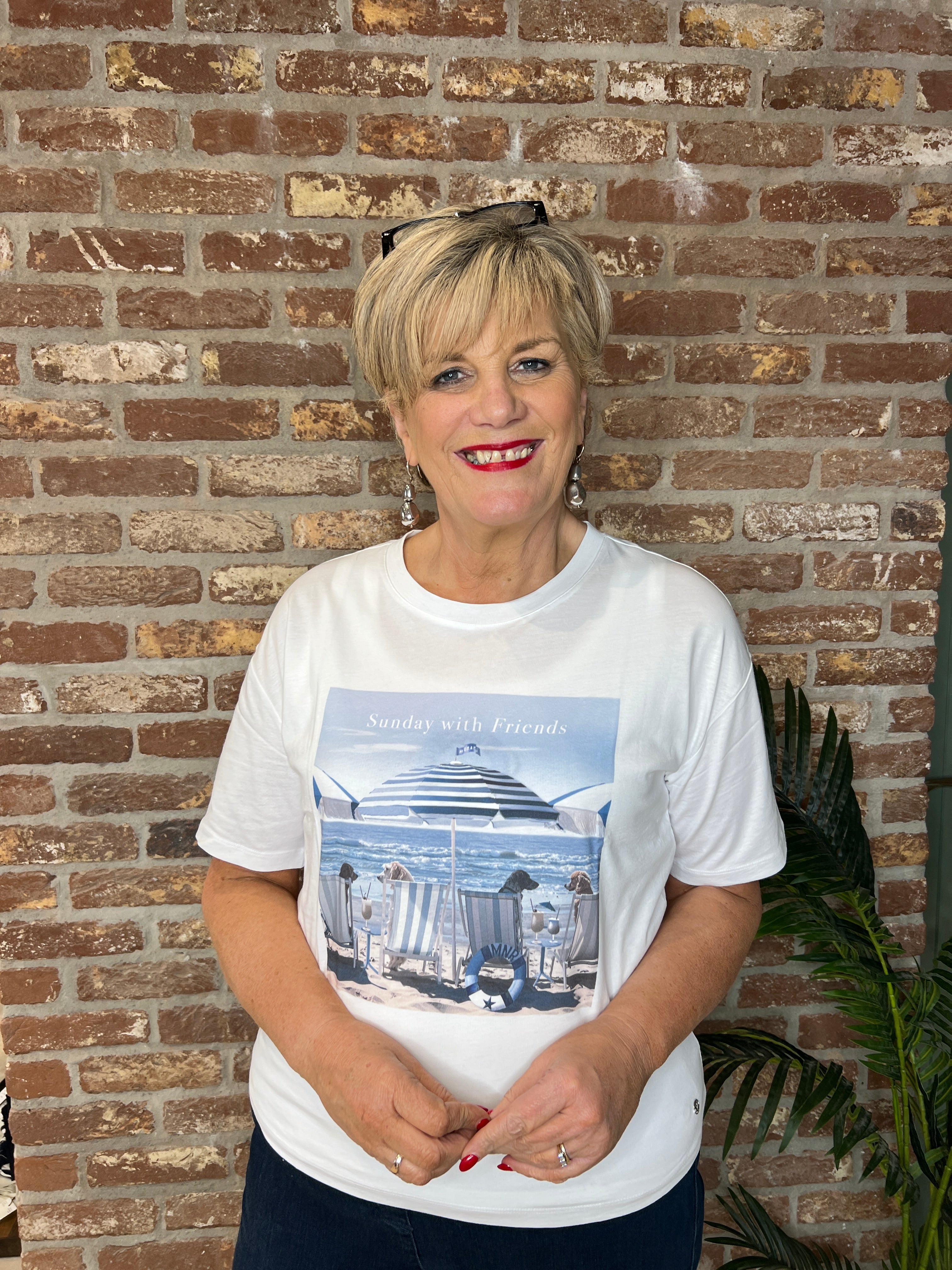 Monari Printed T-shirt In Cream