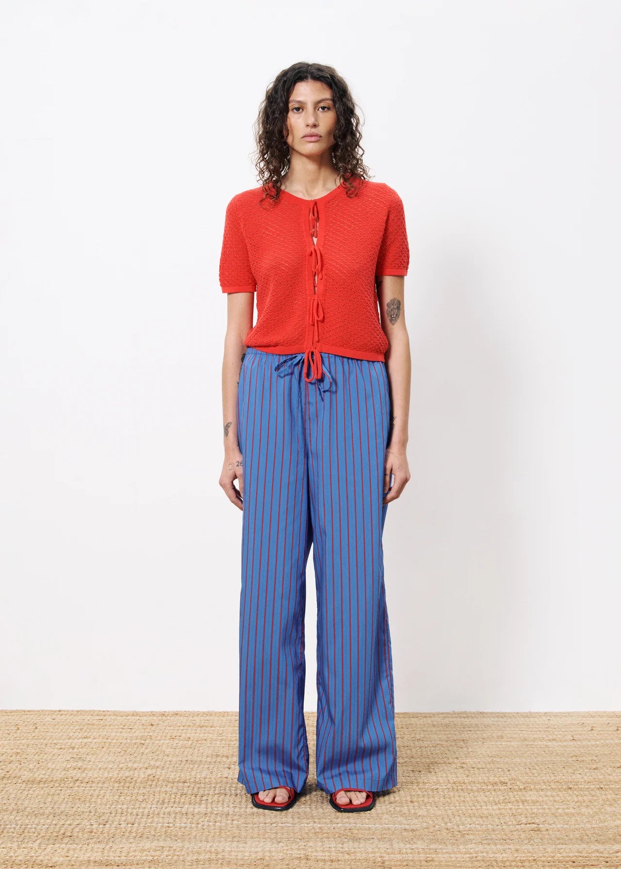 FRNCH Edeline Striped Trousers In Electric Blue