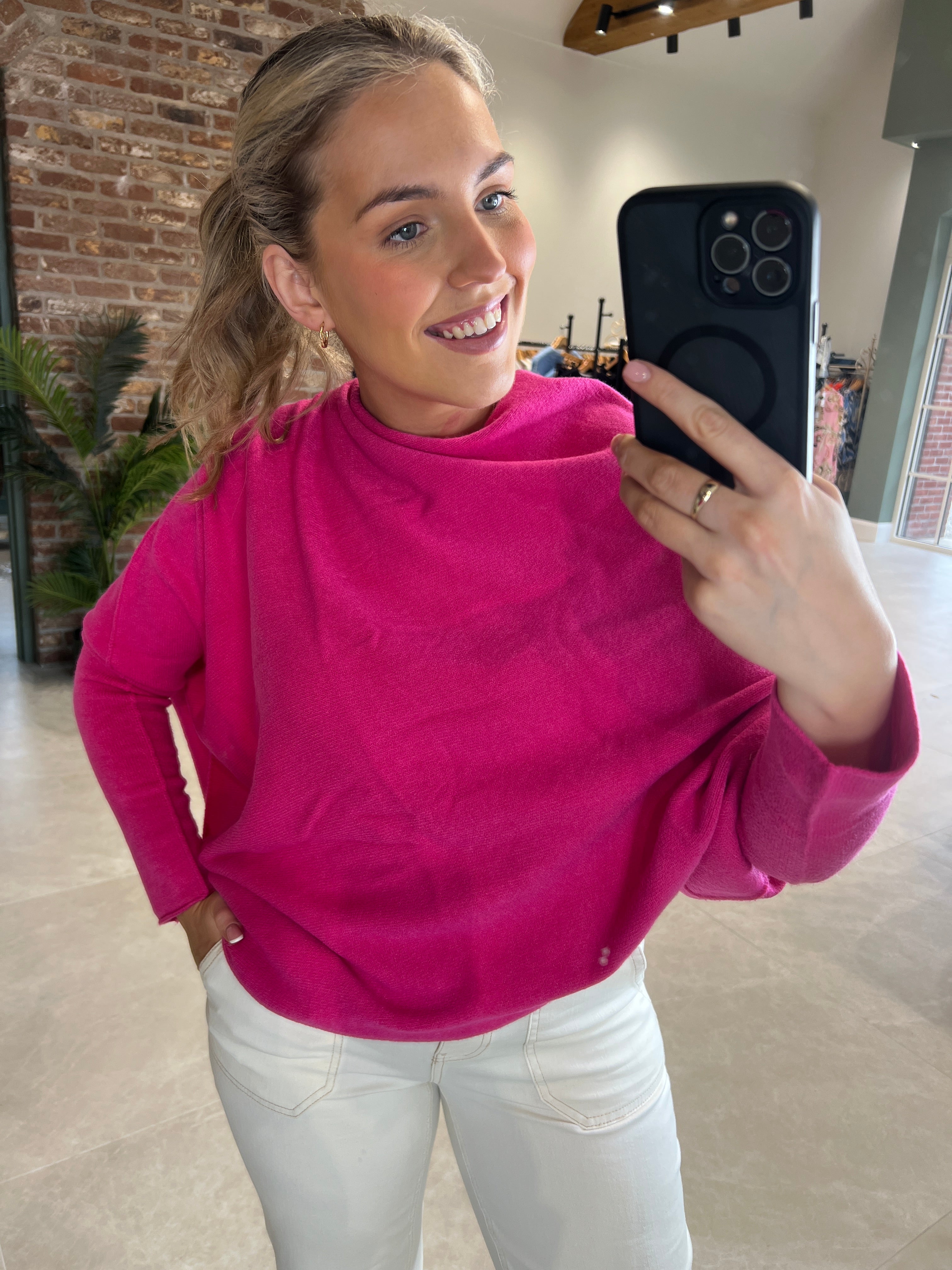 Deck By Decollage Asymmetric Knit In Pink