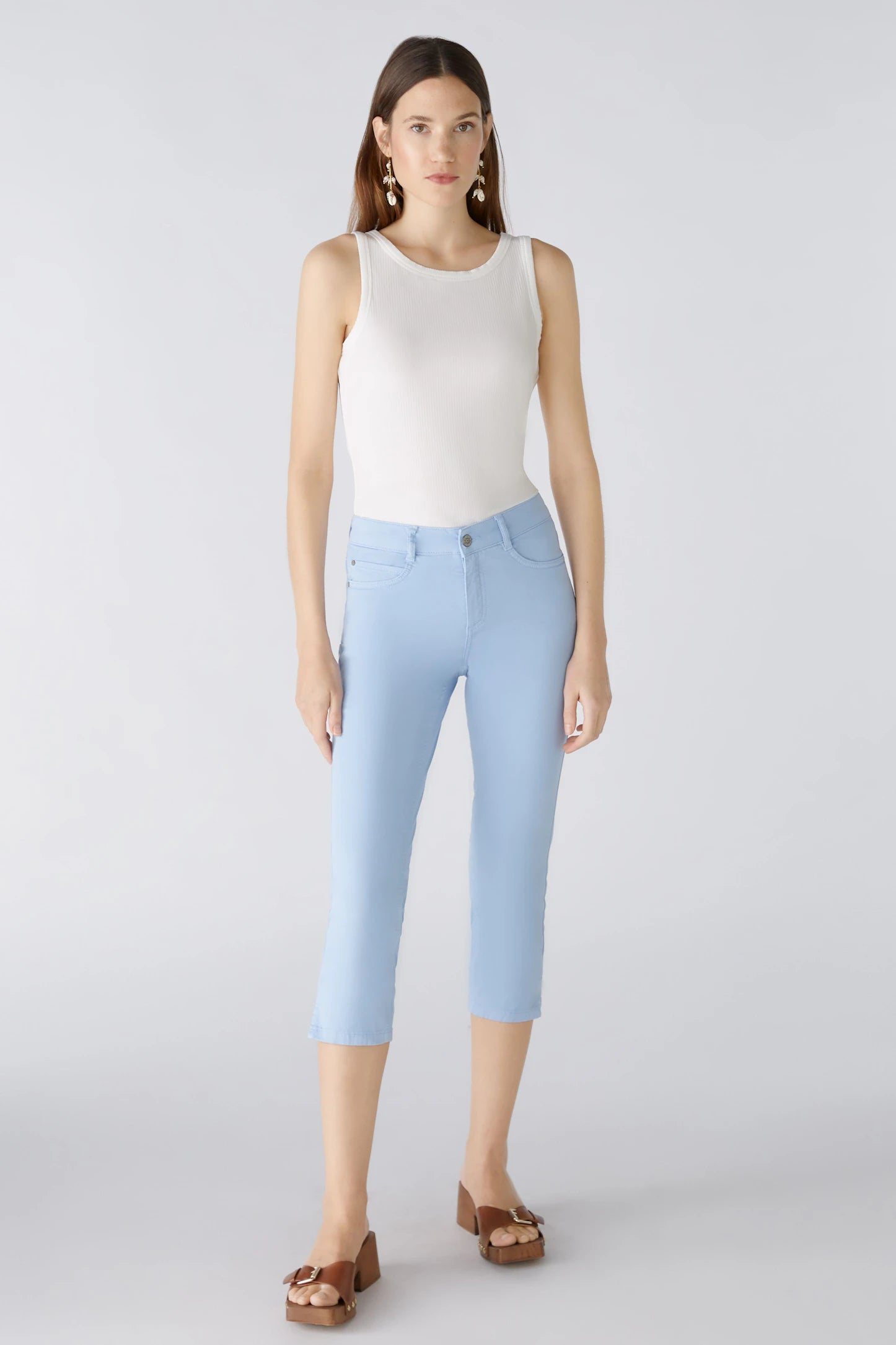 Oui Capri Cropped Jeggings In Light Blue