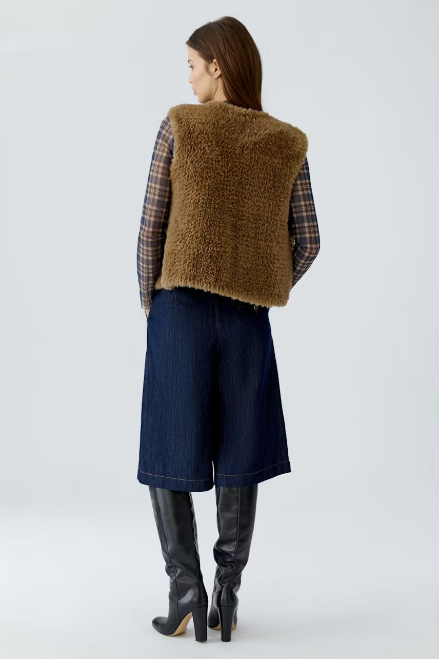 Oui Knitted Waistcoat In Light Rosewood