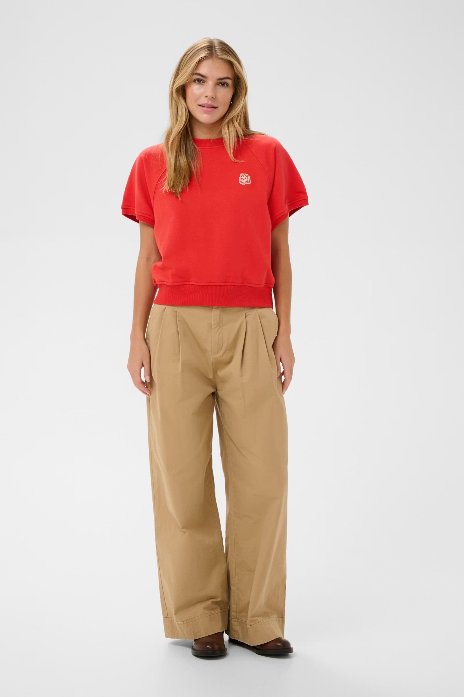 Saint Tropez Short Sleeve Sweatshirt In Poppy