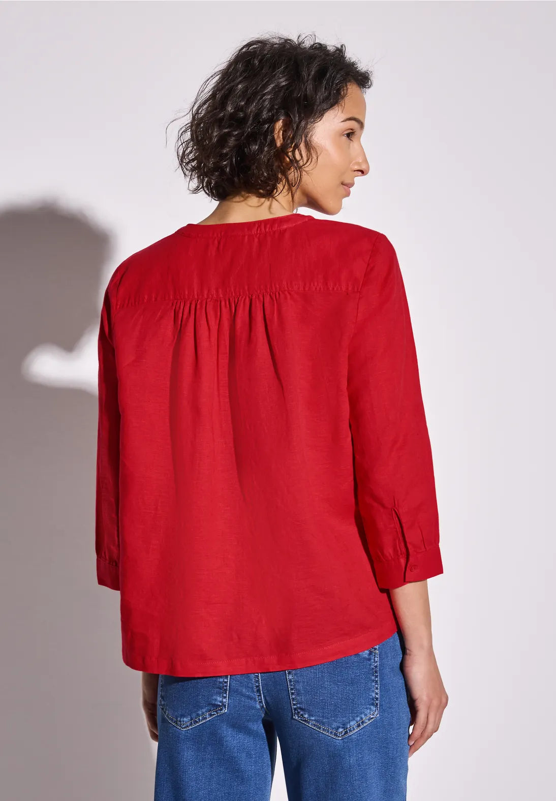 Street One Split Neck Blouse In Glory Red