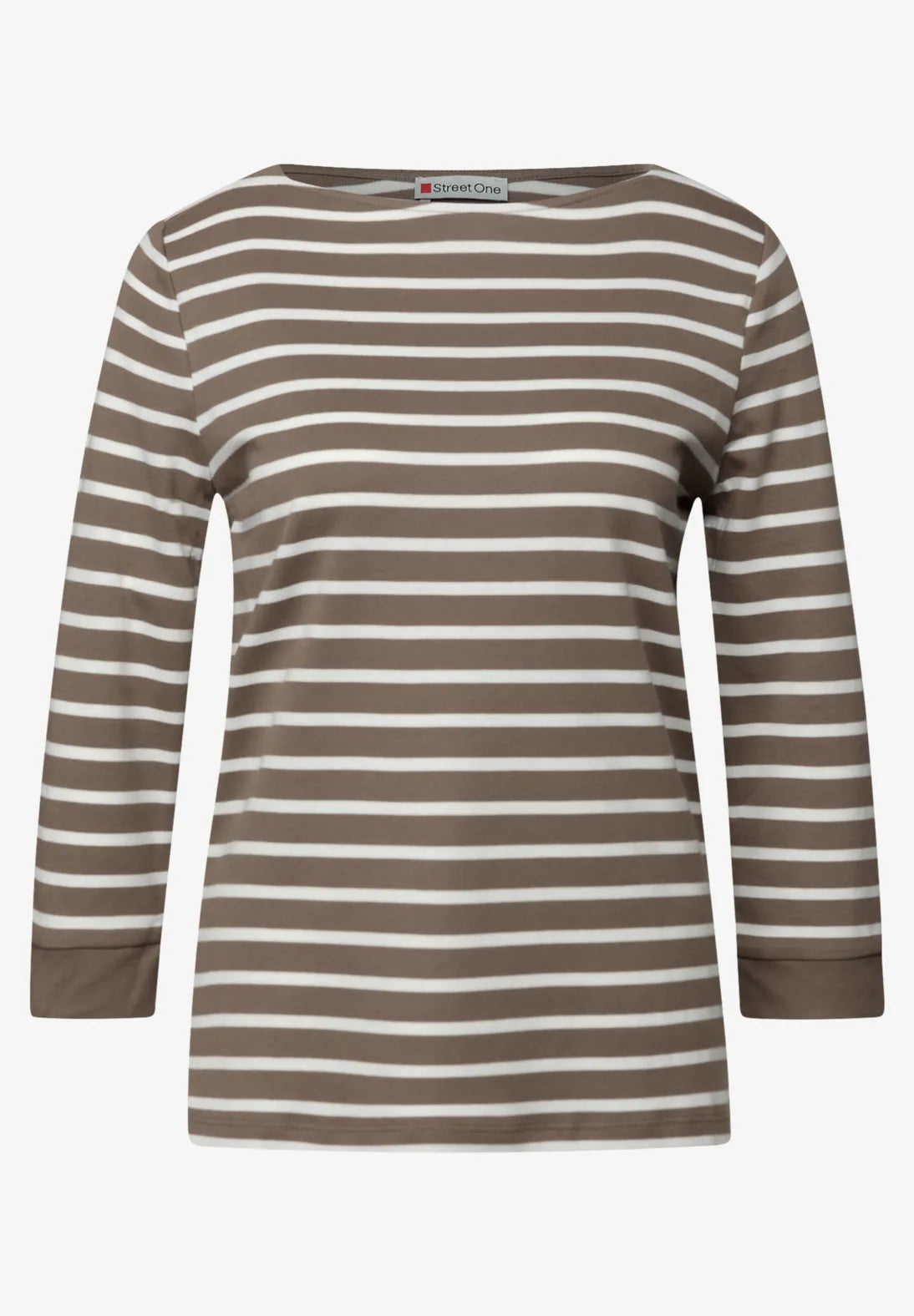 Cecil Basic Boat Neck Top In Silk Brown