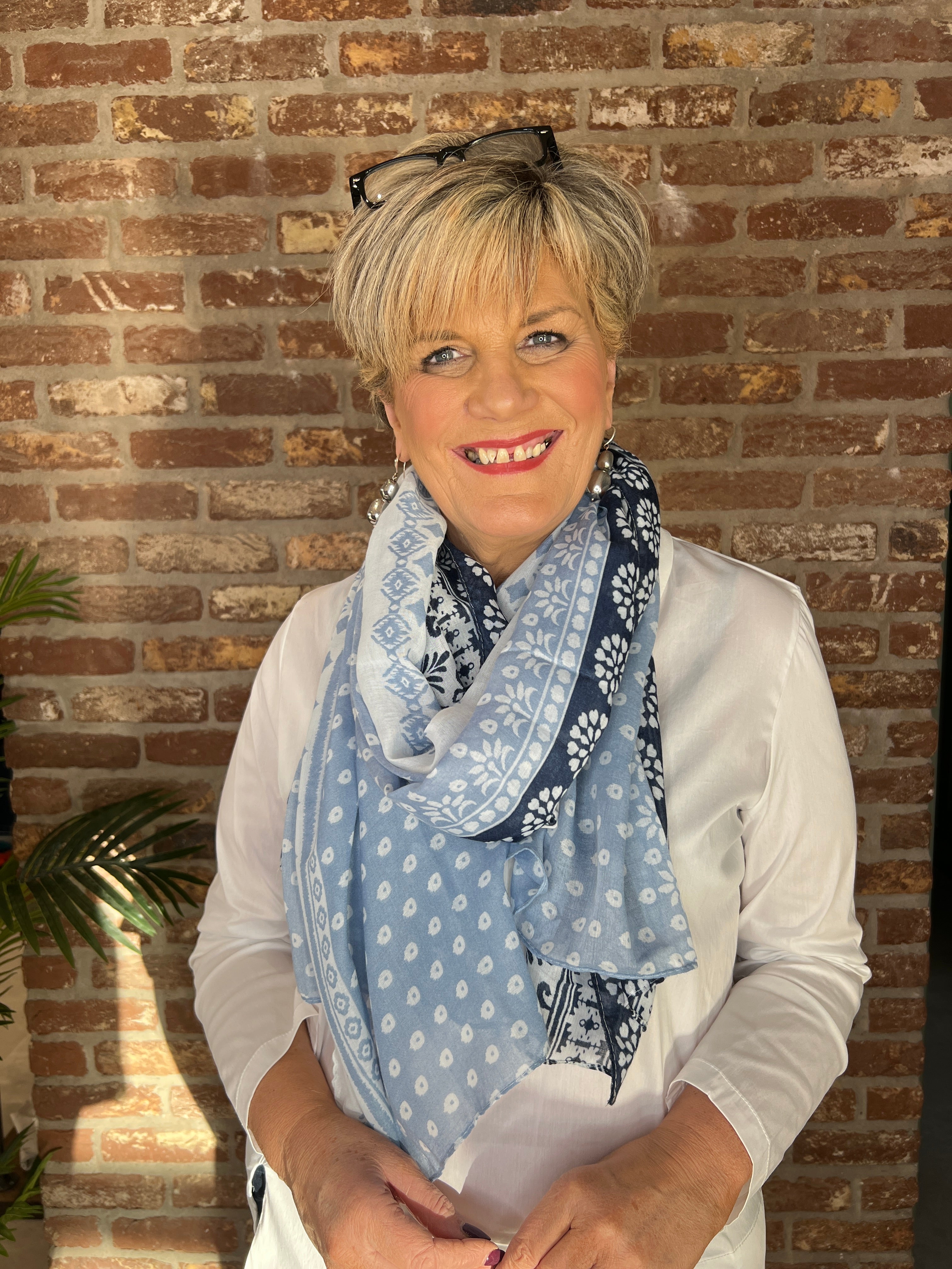 Pipa Patterned Scarf In Denim Multi