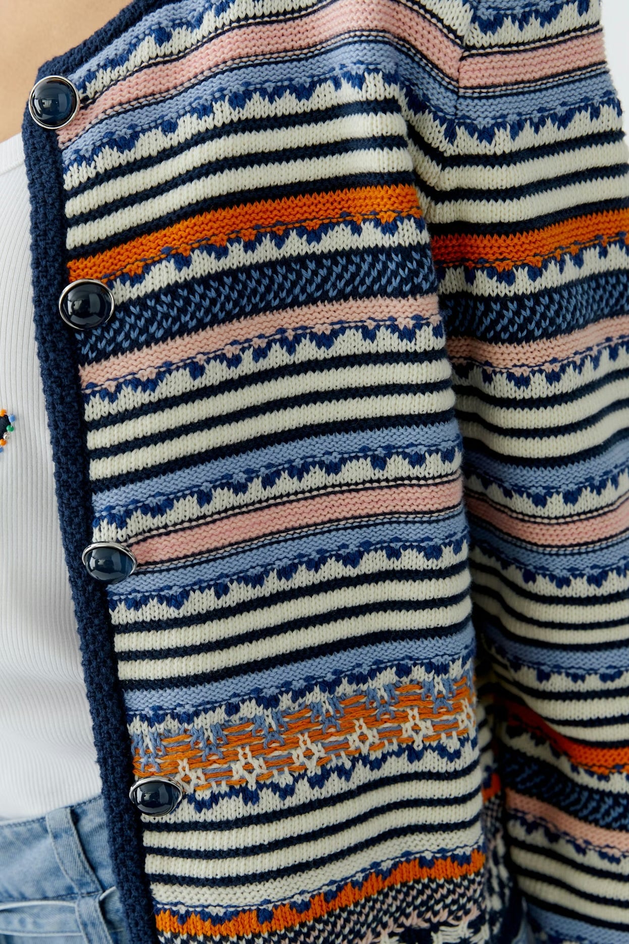 Oui Knit Jacket In dark blue rose