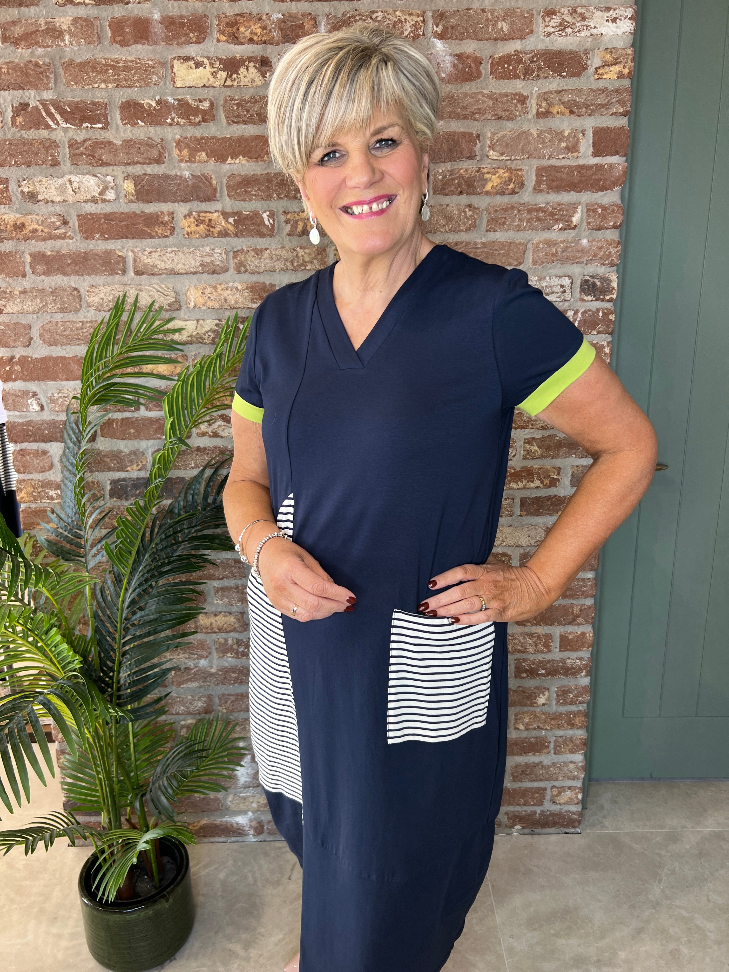 Peruzzi Stripe Dress In Navy