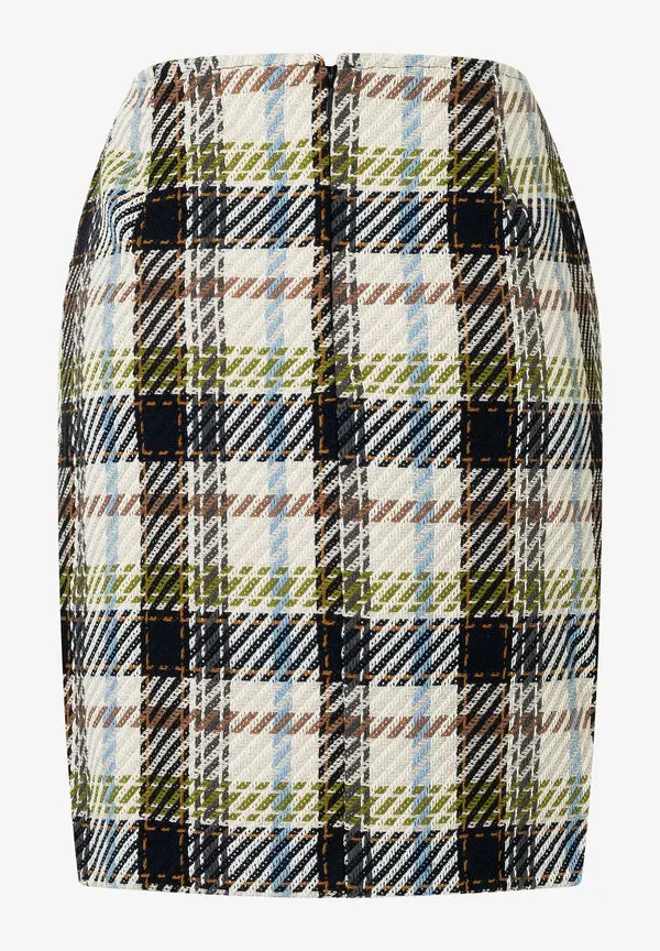 More & More Checked Skirt In Navy Multi