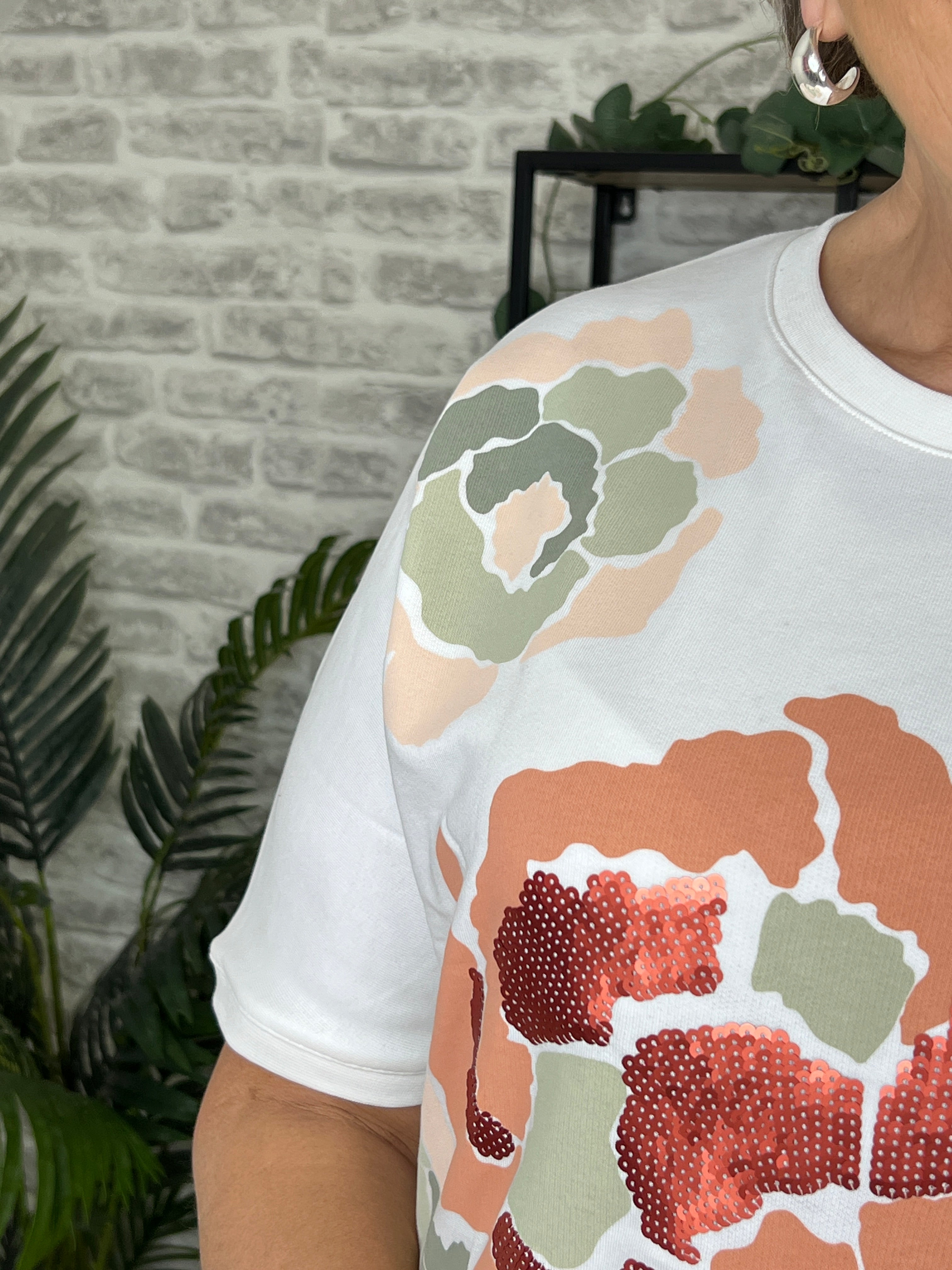 More & More Sweatshirt With Sequence In Off White