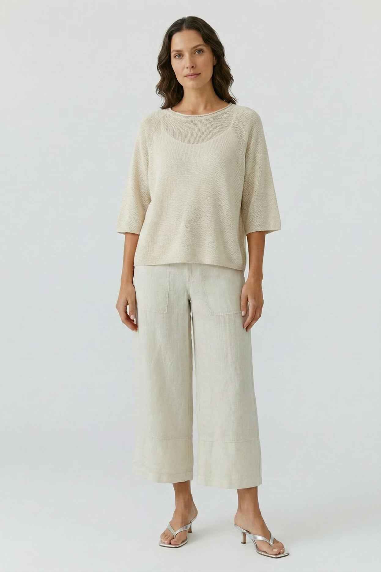 Oui linen trousers In Biscuit