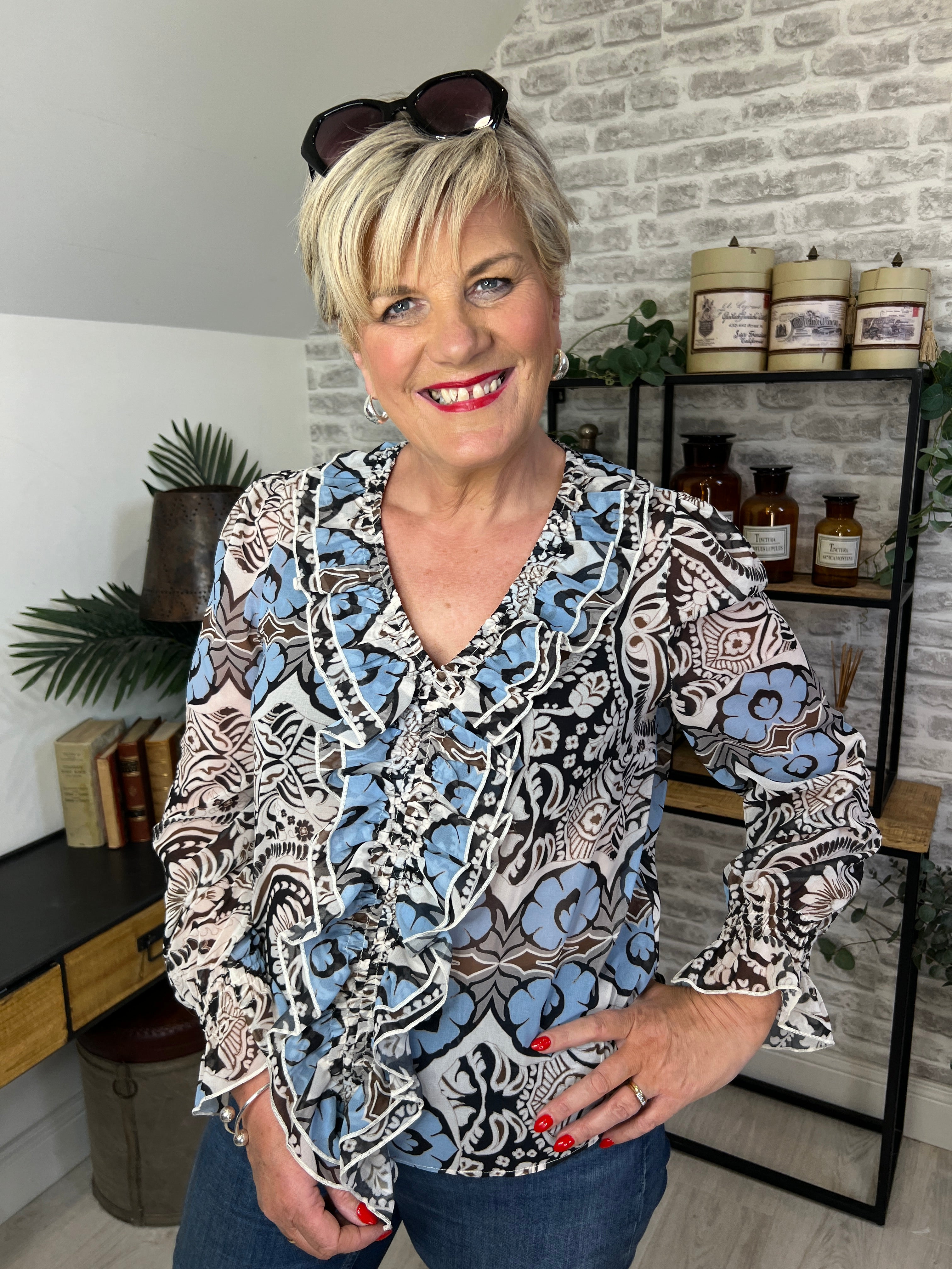Monari Ornament Pattern Blouse In Multi