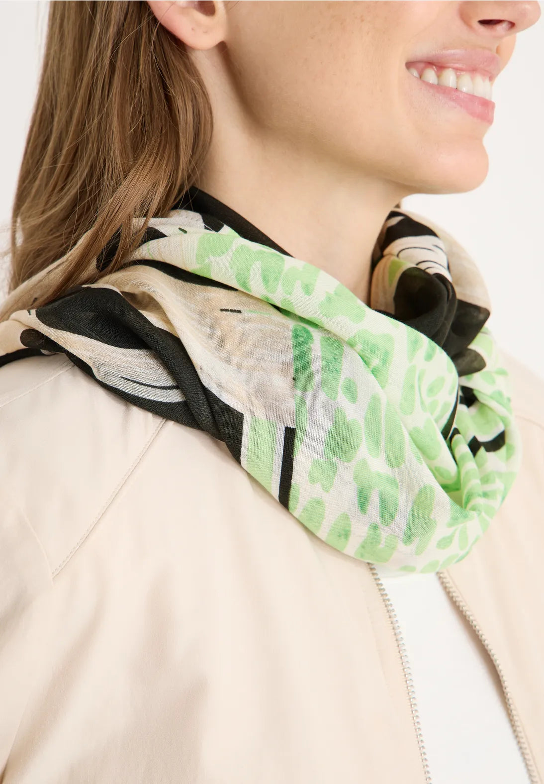 Cecil Print Loop Snood In Raw Khaki