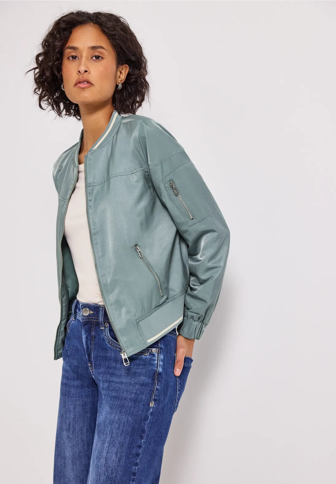 Street One Bomber Jacket In Arona Blue