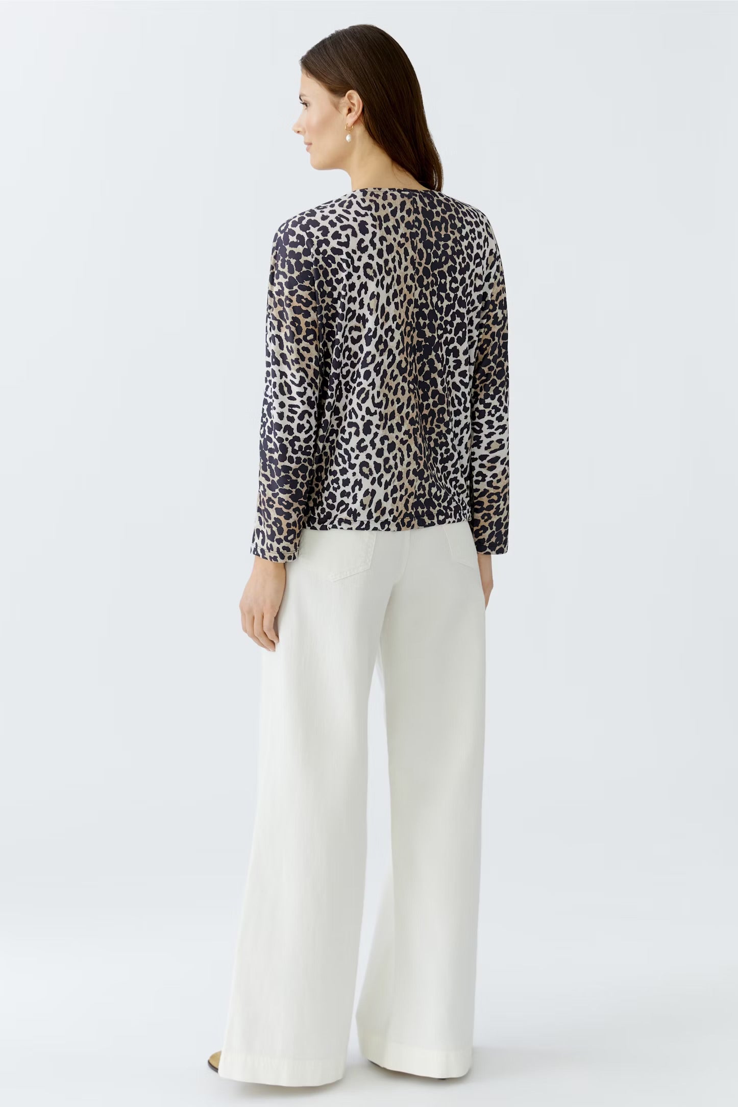 Oui Leo Print Blouse In Dark Camel & Black