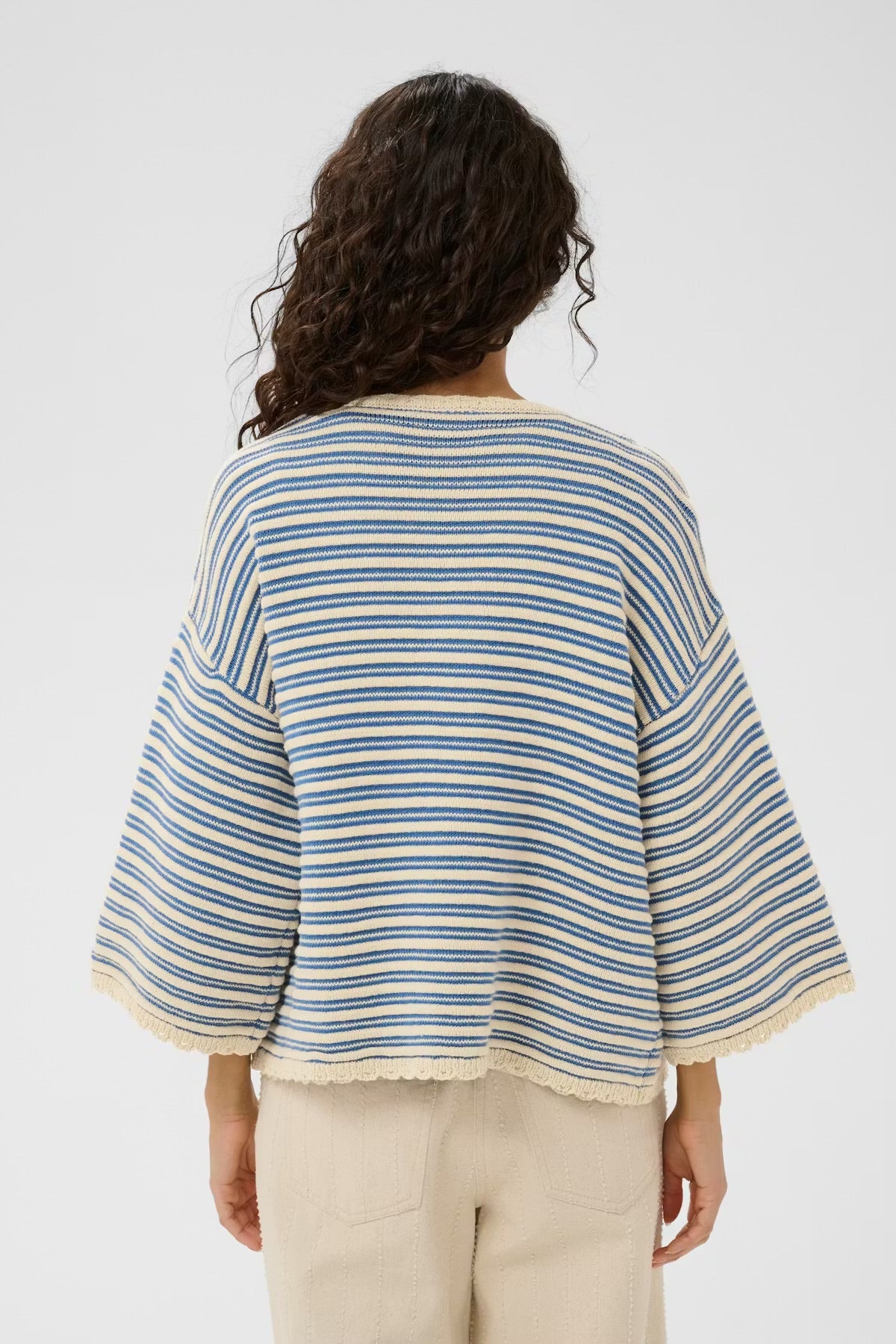 Saint Tropez Stripe cardigan in blue & stone